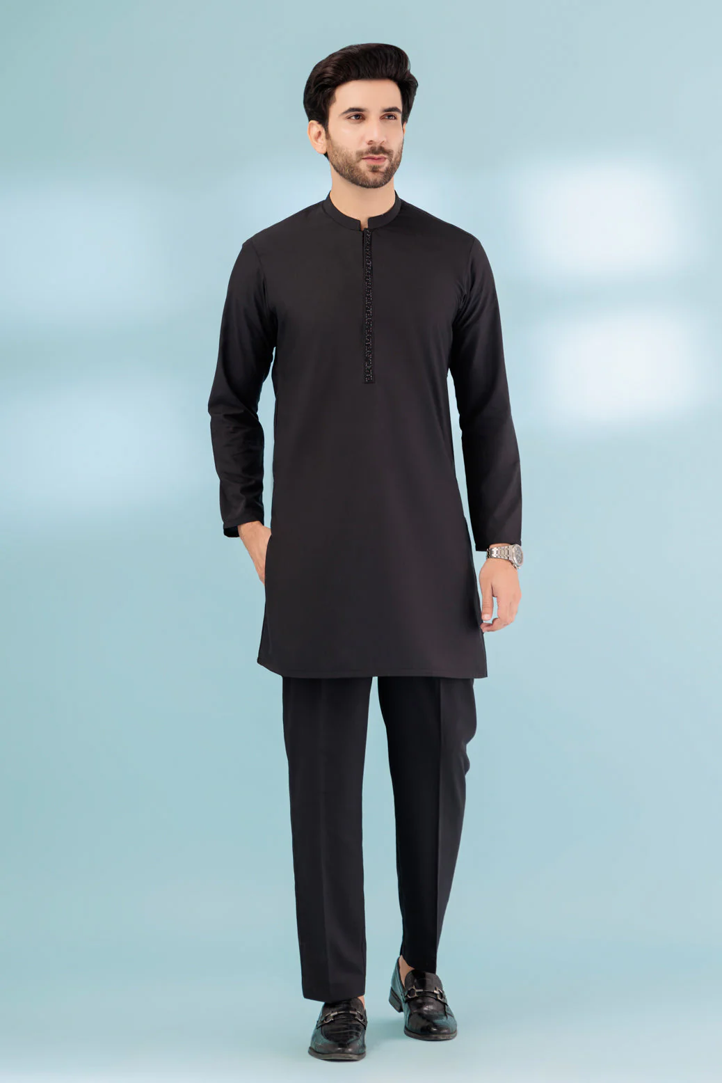BLACK-BLENDED-KURTA PAJAMA TROUSER - (KSB23-025) - Image 2