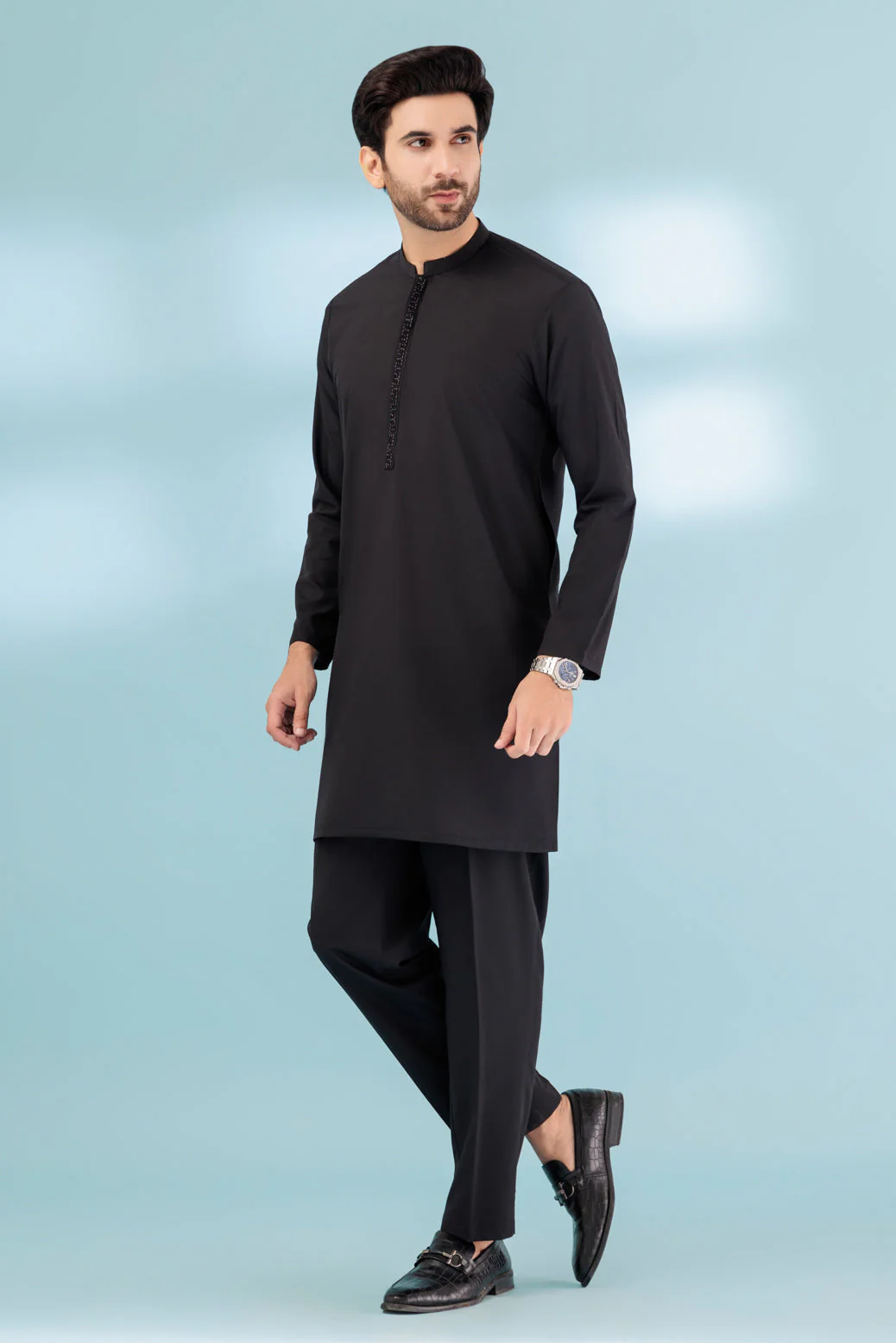 BLACK-BLENDED-KURTA PAJAMA TROUSER - (KSB23-025) - Image 3