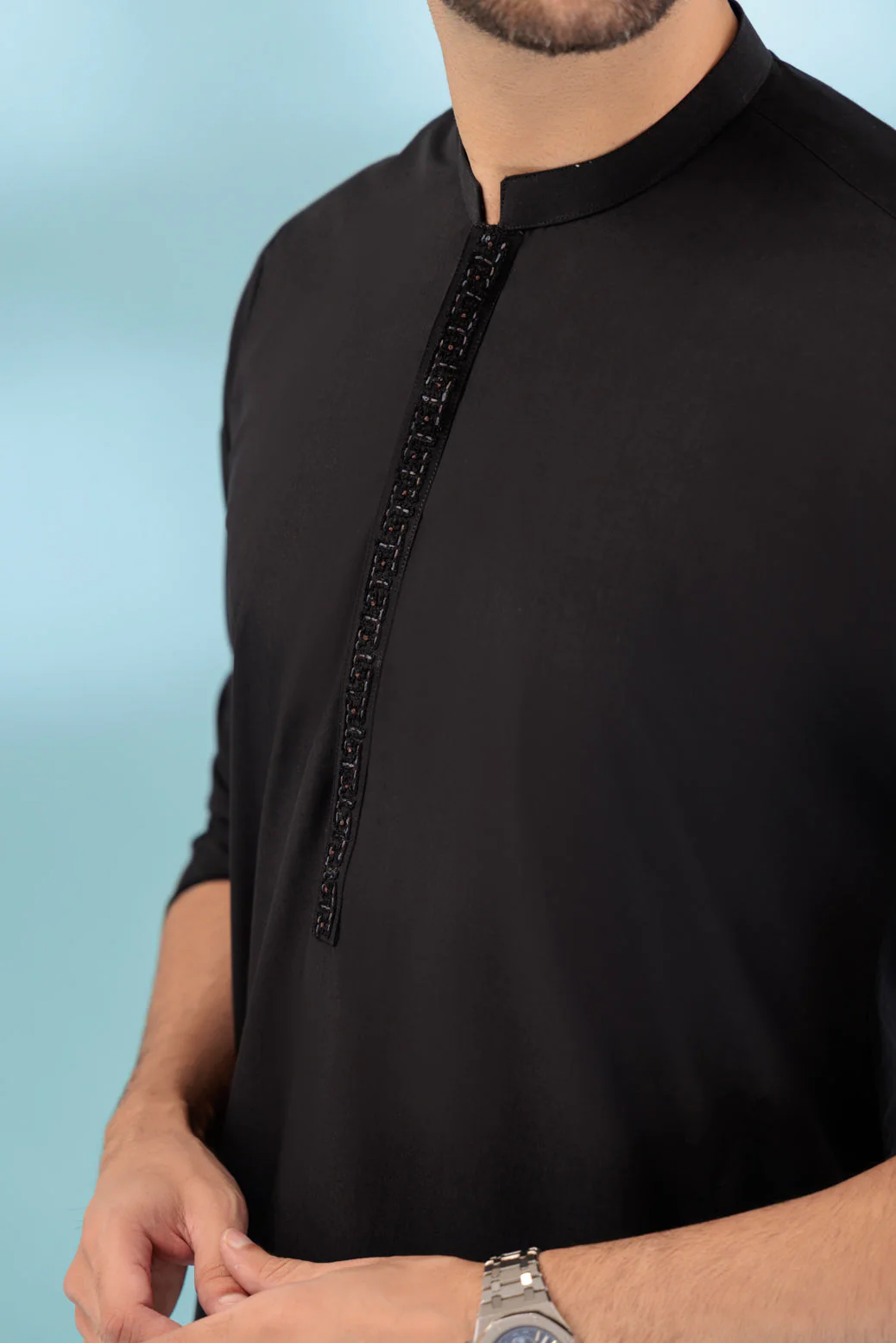 BLACK-BLENDED-KURTA PAJAMA TROUSER - (KSB23-025) - Image 4