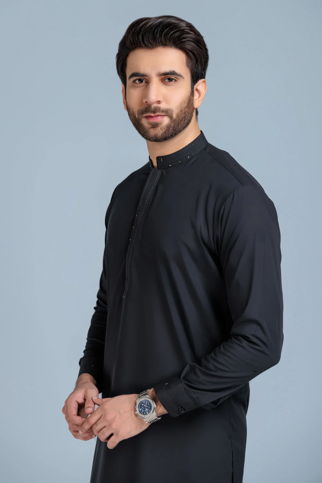 BLACK-BLENDED-KURTA PAJAMA TROUSER (KSS23-024) - Image 3