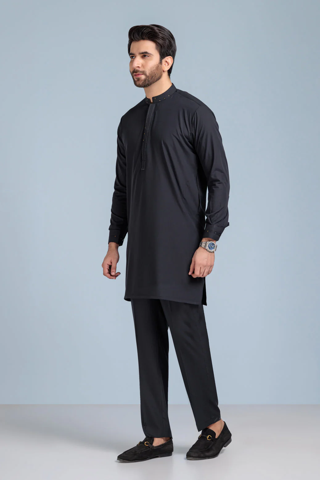 BLACK-BLENDED-KURTA PAJAMA TROUSER (KSS23-024) - Image 4