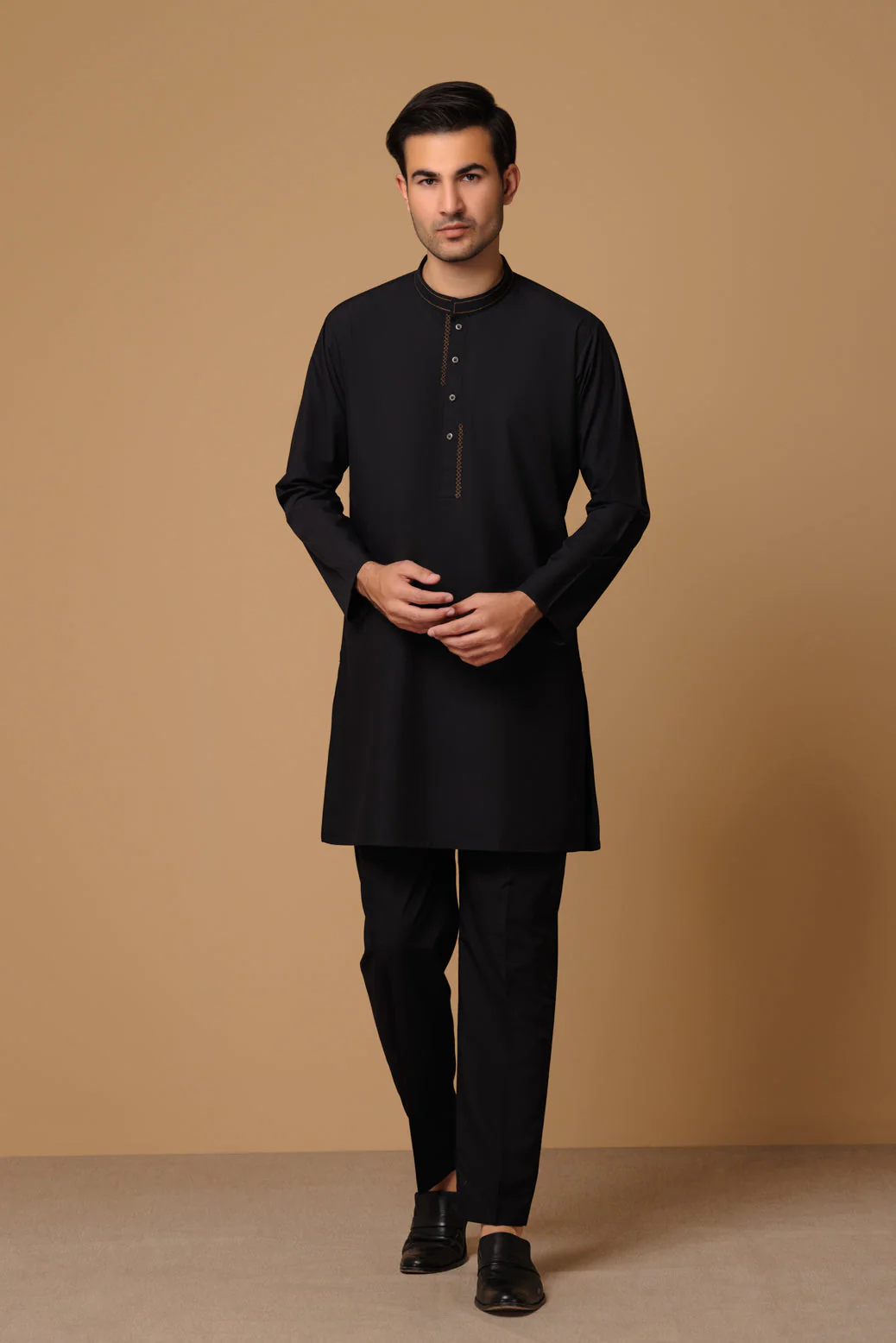 BLACK-BLENDED-KURTA PAJAMA TROUSER (KSS23-039) - Image 2