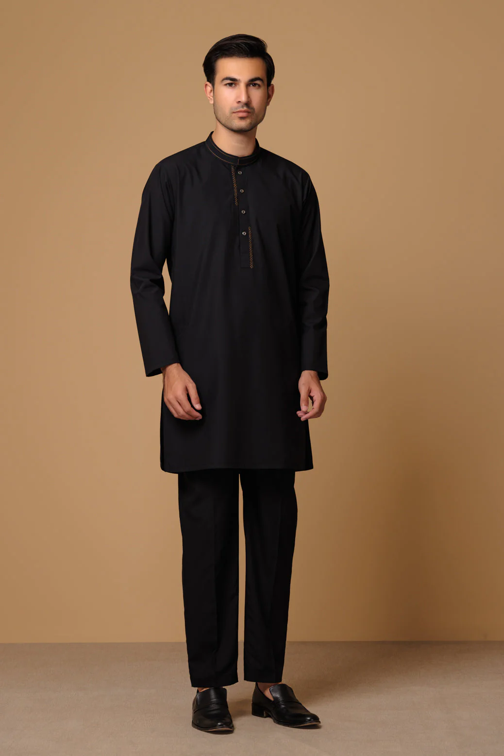 BLACK-BLENDED-KURTA PAJAMA TROUSER (KSS23-039) - Image 3