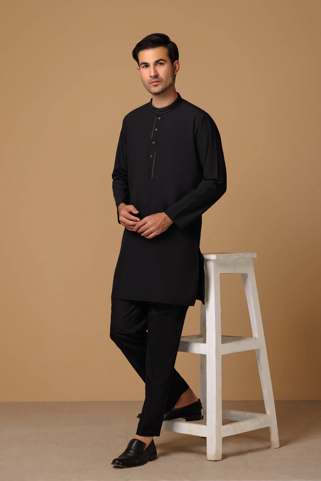 BLACK-BLENDED-KURTA PAJAMA TROUSER (KSS23-039) - Image 4