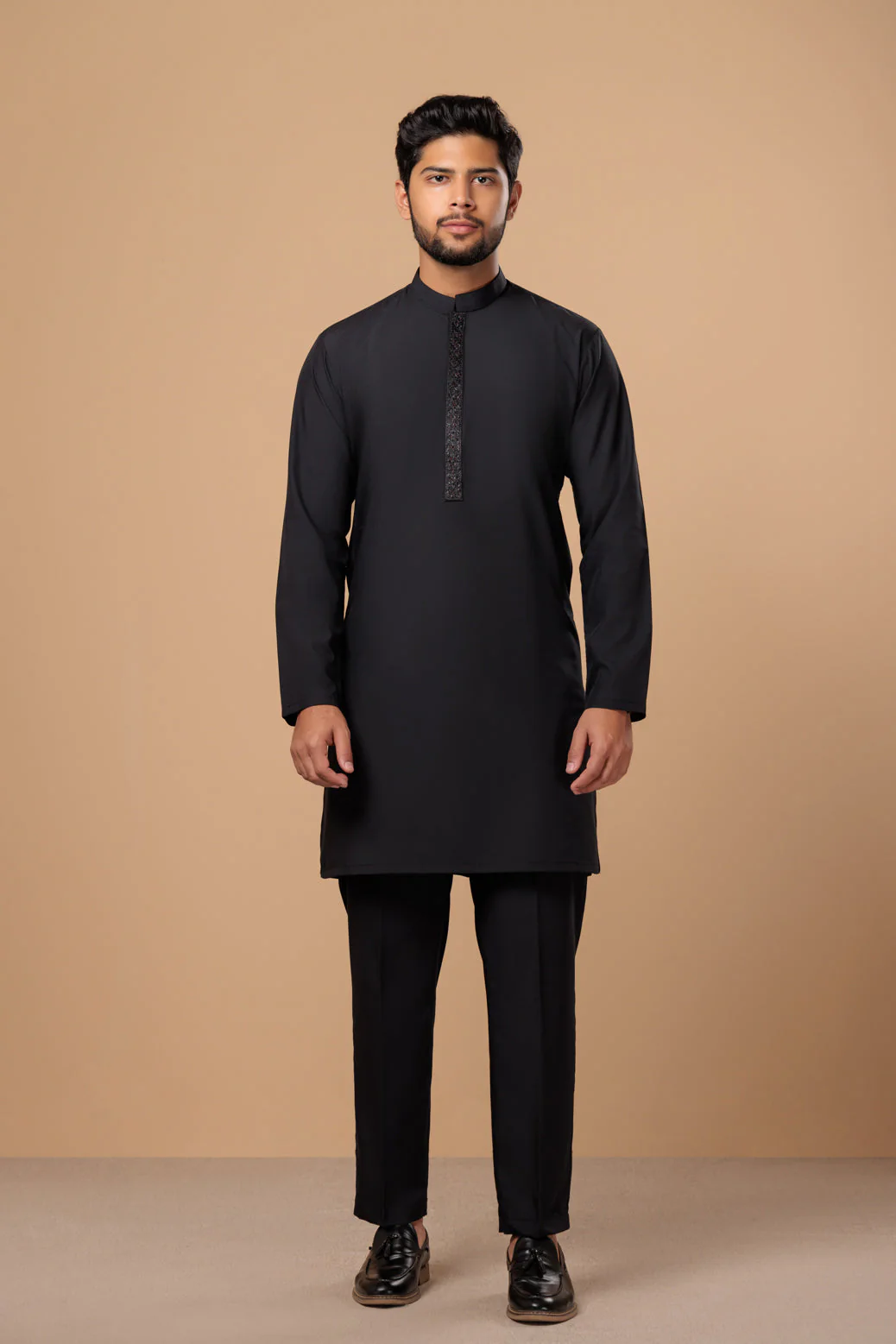 BLACK-BLENDED-KURTA PAJAMA TROUSER- (KSS23-045) - Image 3