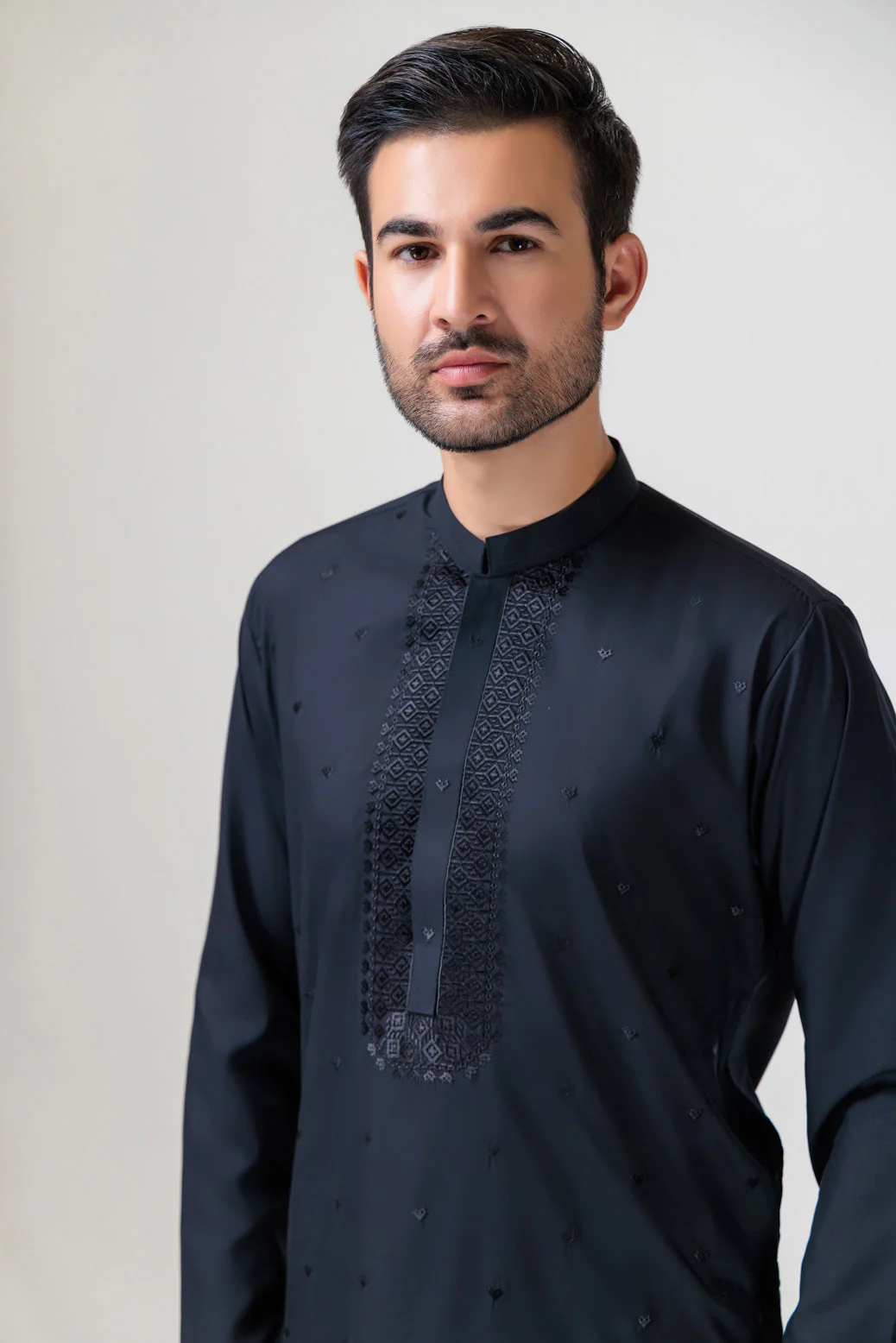 BLACK-BLENDED-KURTA PAJAMA TROUSER - (KSS23-068) - Image 3