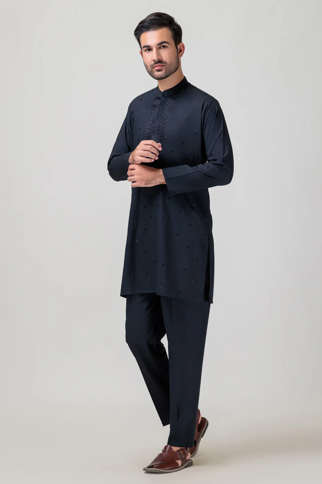 BLACK-BLENDED-KURTA PAJAMA TROUSER - (KSS23-068) - Image 4