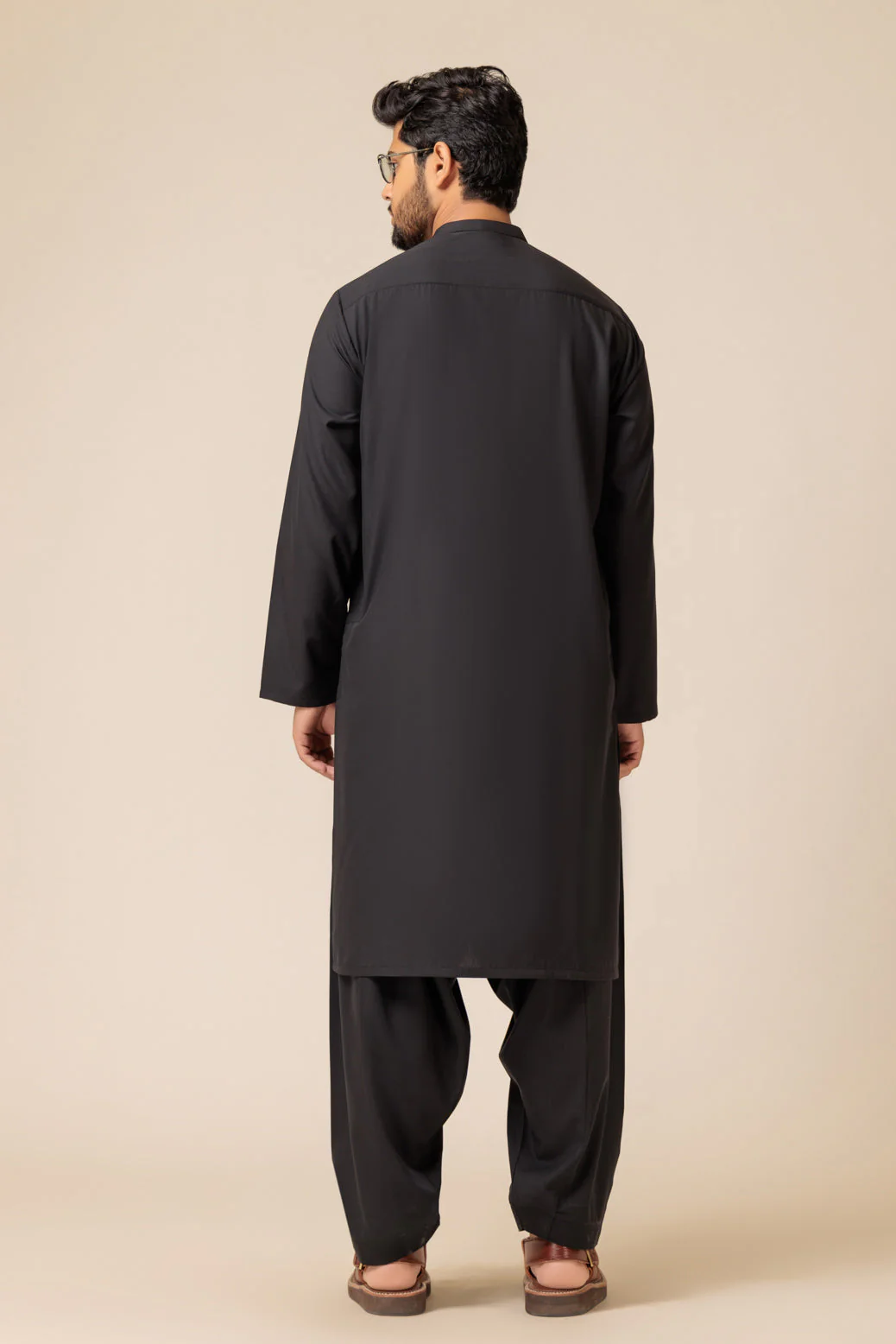 BLACK-BLENDED-KURTA PAJAMA TROUSER - (KSS23-071) - Image 4
