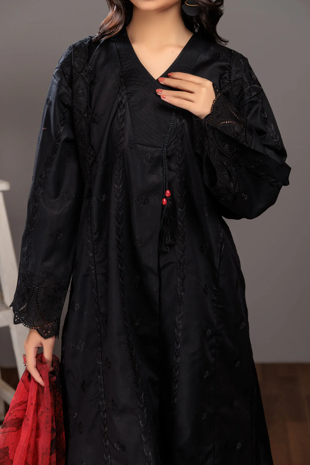 BLACK-CHIKANKARI-3 PIECE (WRS223P76) - Image 3