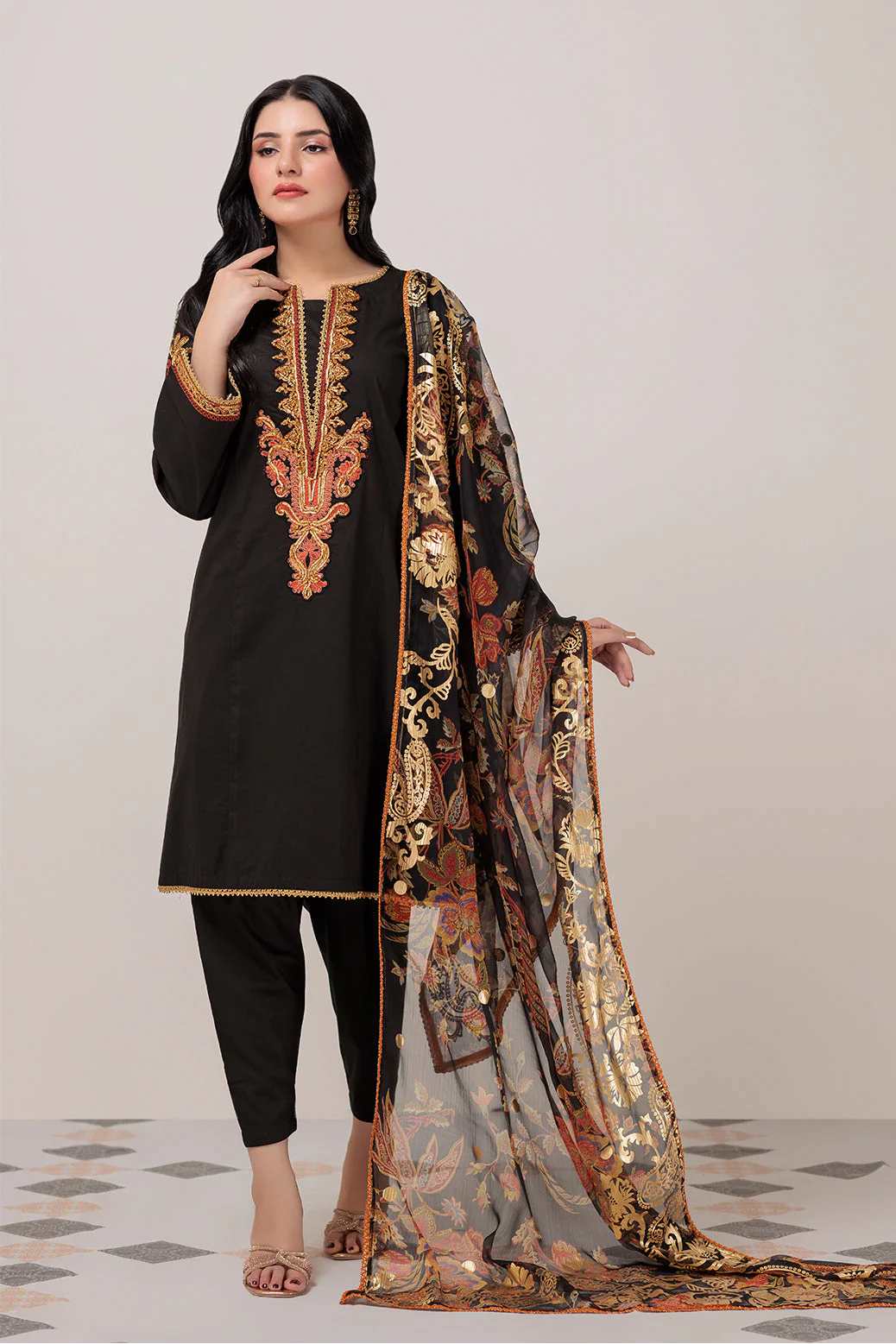 BLACK-DYED CAMBRIC-3 PIECE (HV3C233P04) - Image 3