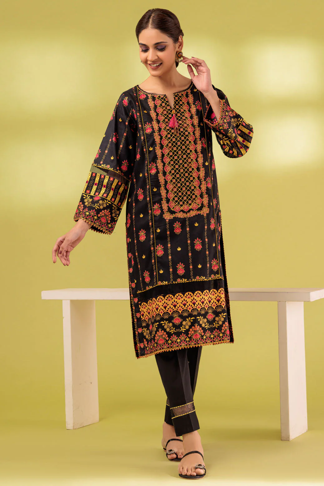 BLACK-GOLDEN ZARI STRIPE-2 PIECE (SAS232P36) - Image 3