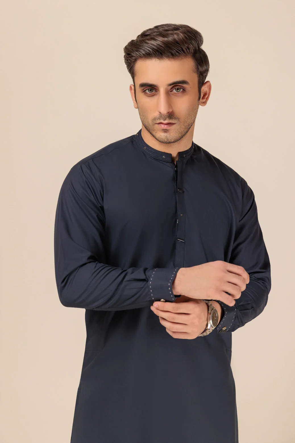 BLACK-RIB DOBBY-KURTA PAJAMA TROUSER - (KSB23-004) - Image 2