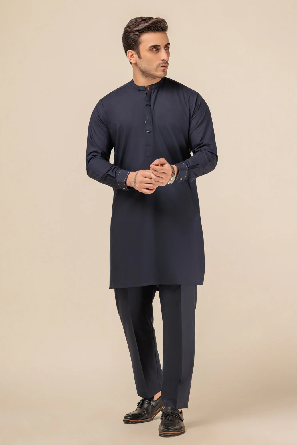BLACK-RIB DOBBY-KURTA PAJAMA TROUSER - (KSB23-004) - Image 3
