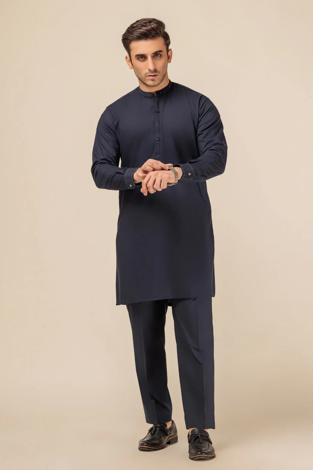 BLACK-RIB DOBBY-KURTA PAJAMA TROUSER - (KSB23-004) - Image 4