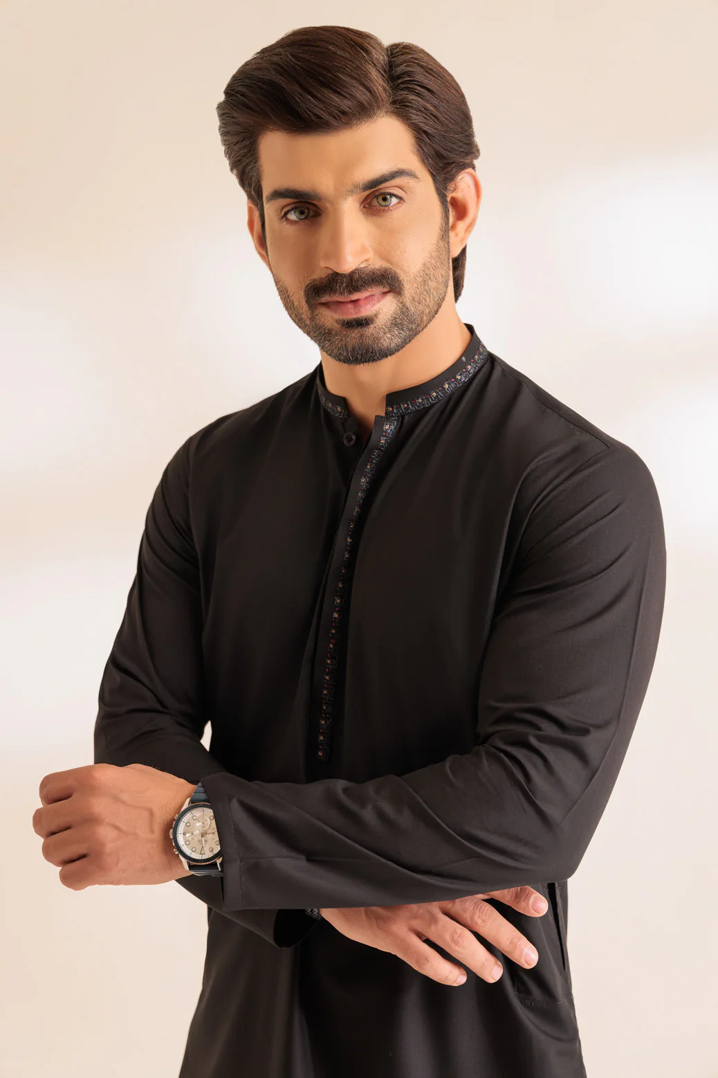 BLACK-RIB DOBBY-KURTA PAJAMA TROUSER - (KSS24-010) - Image 2