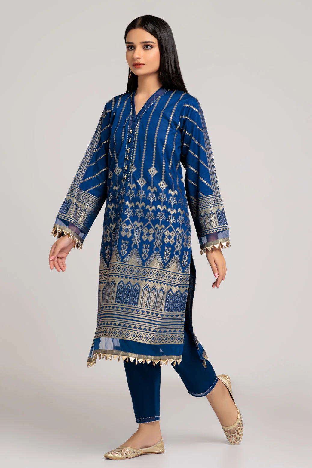 BLUE-JACQUARD-1 PIECE KURTI (JAW221P01) - Image 3