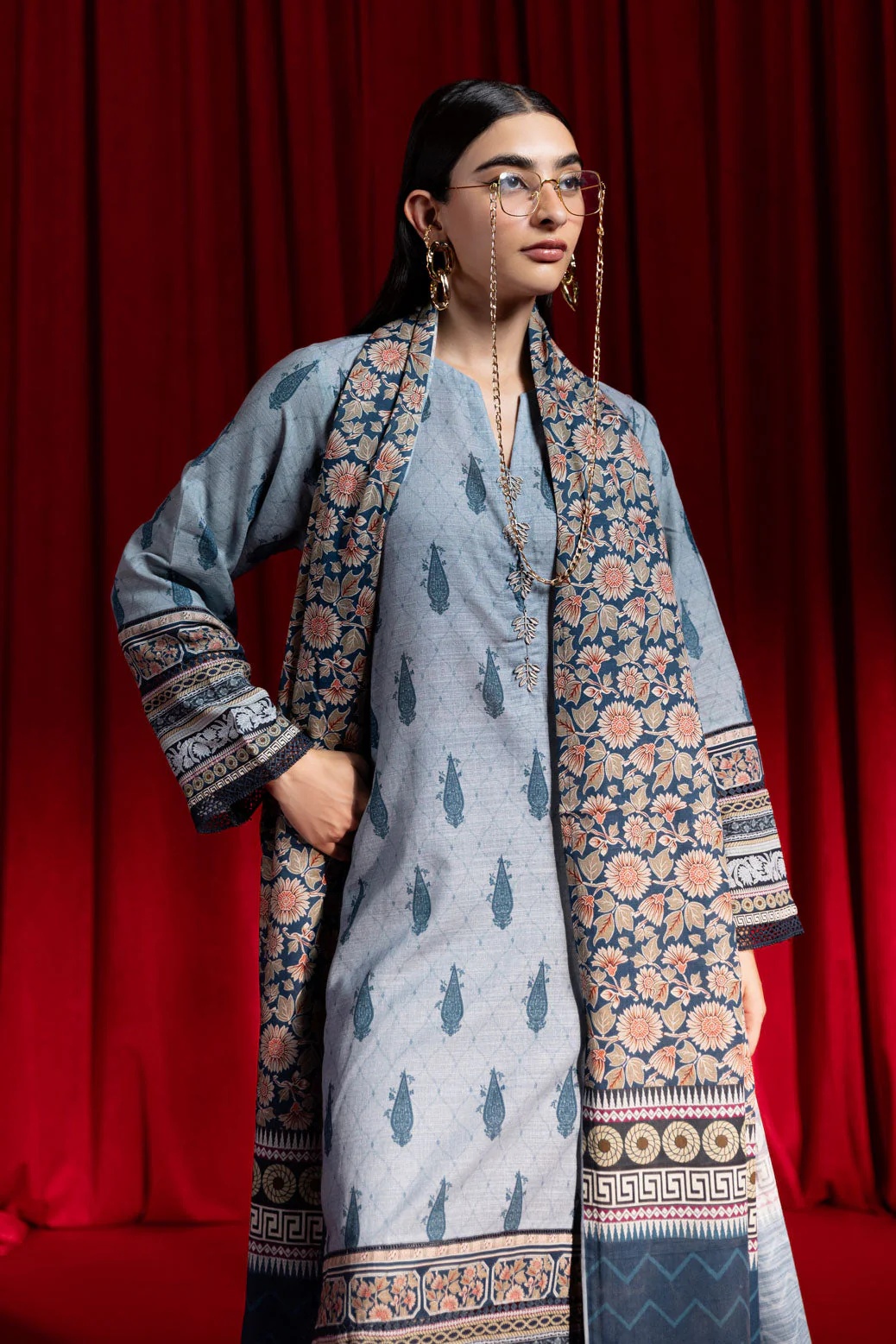 BLUE-KHADDAR-3 PIECE (WS7243P06) - Image 2