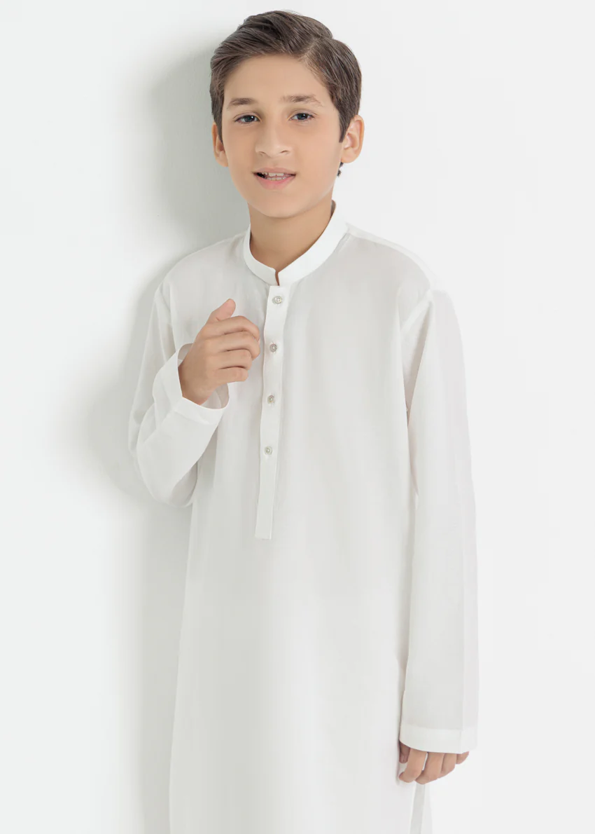 White-Cotton-Kurta - (BPS25KU1013) - Image 6