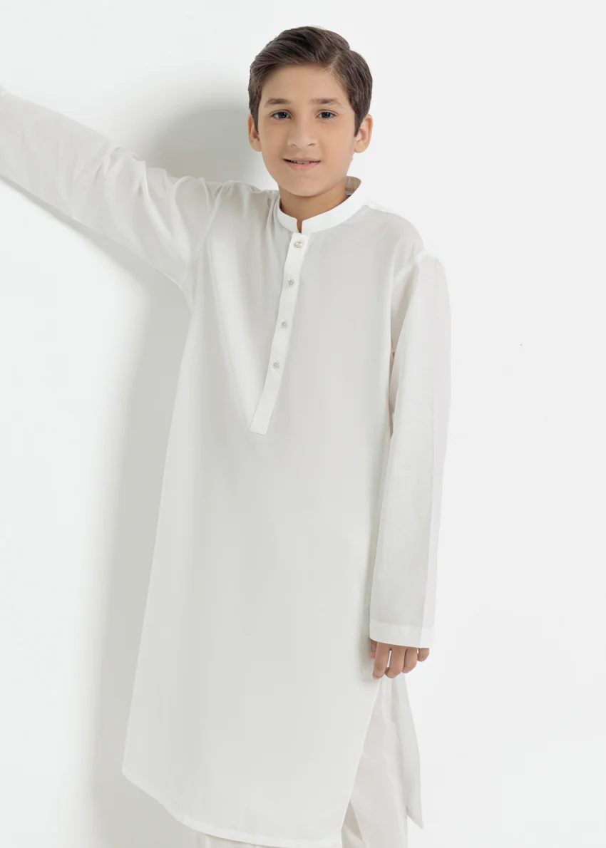 White-Cotton-Kurta - (BPS25KU1013) - Image 7