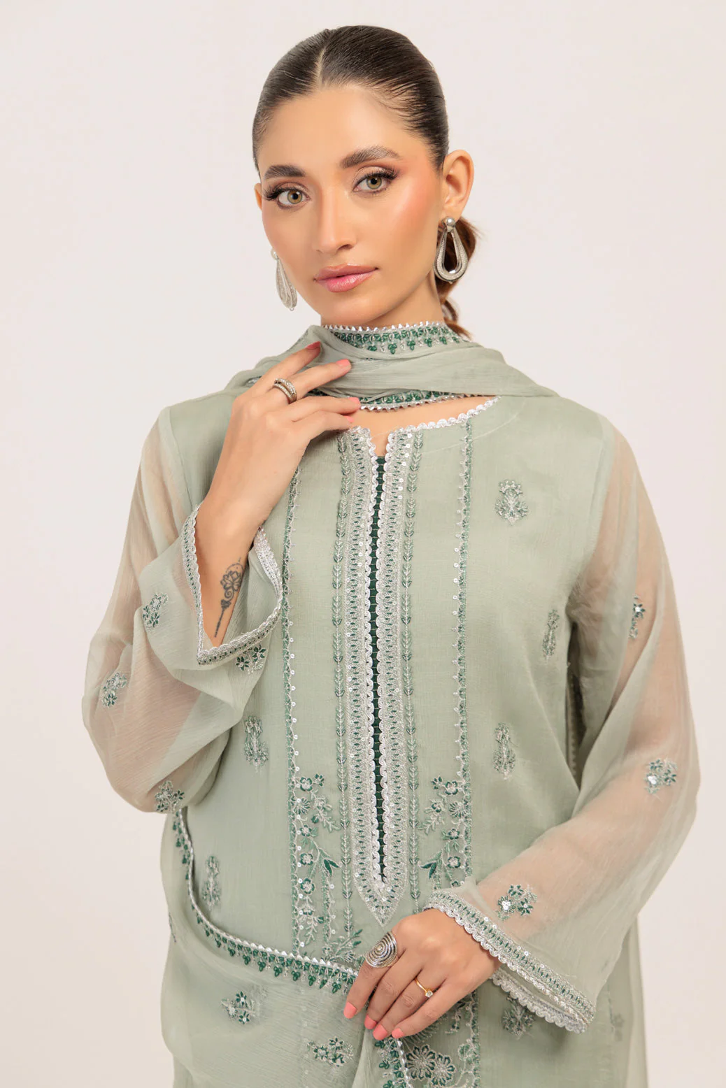 L-GREEN-CHIFFON-3 PIECE (BPS5243P30) - Image 2