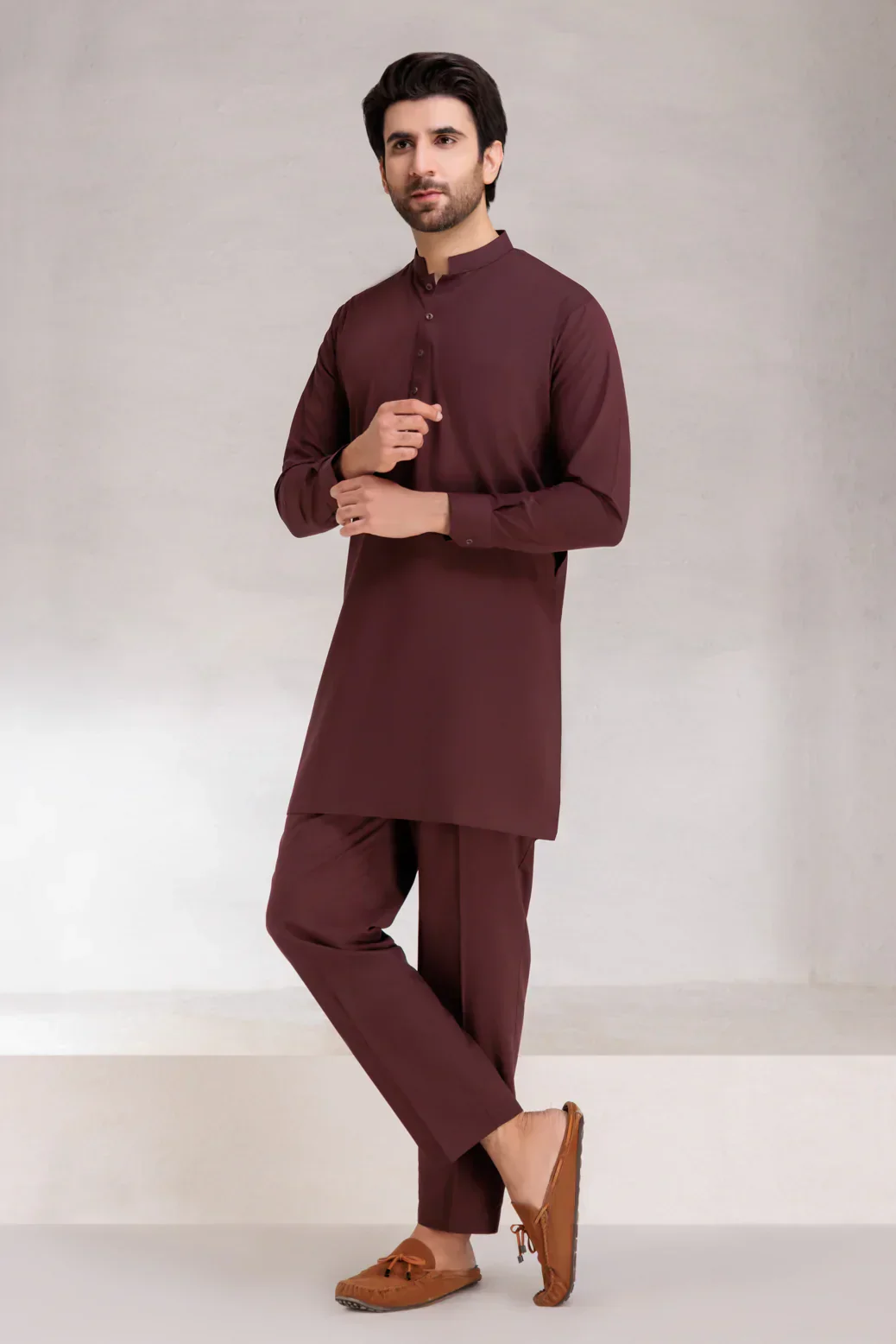 BRICK-BLENDED-KURTA PAJAMA/TROUSER  (KSS23-001) - Image 3