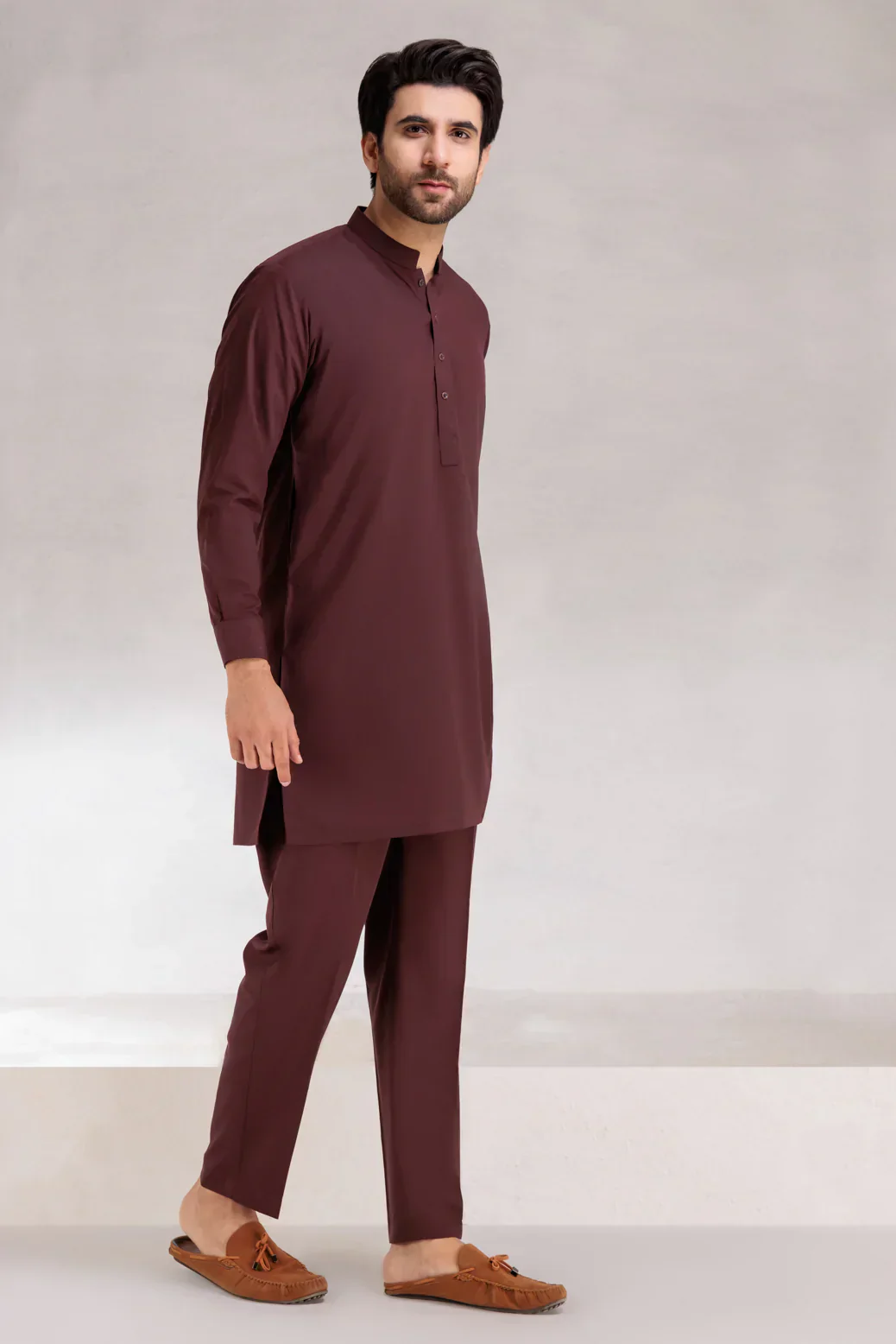 BRICK-BLENDED-KURTA PAJAMA/TROUSER  (KSS23-001) - Image 4