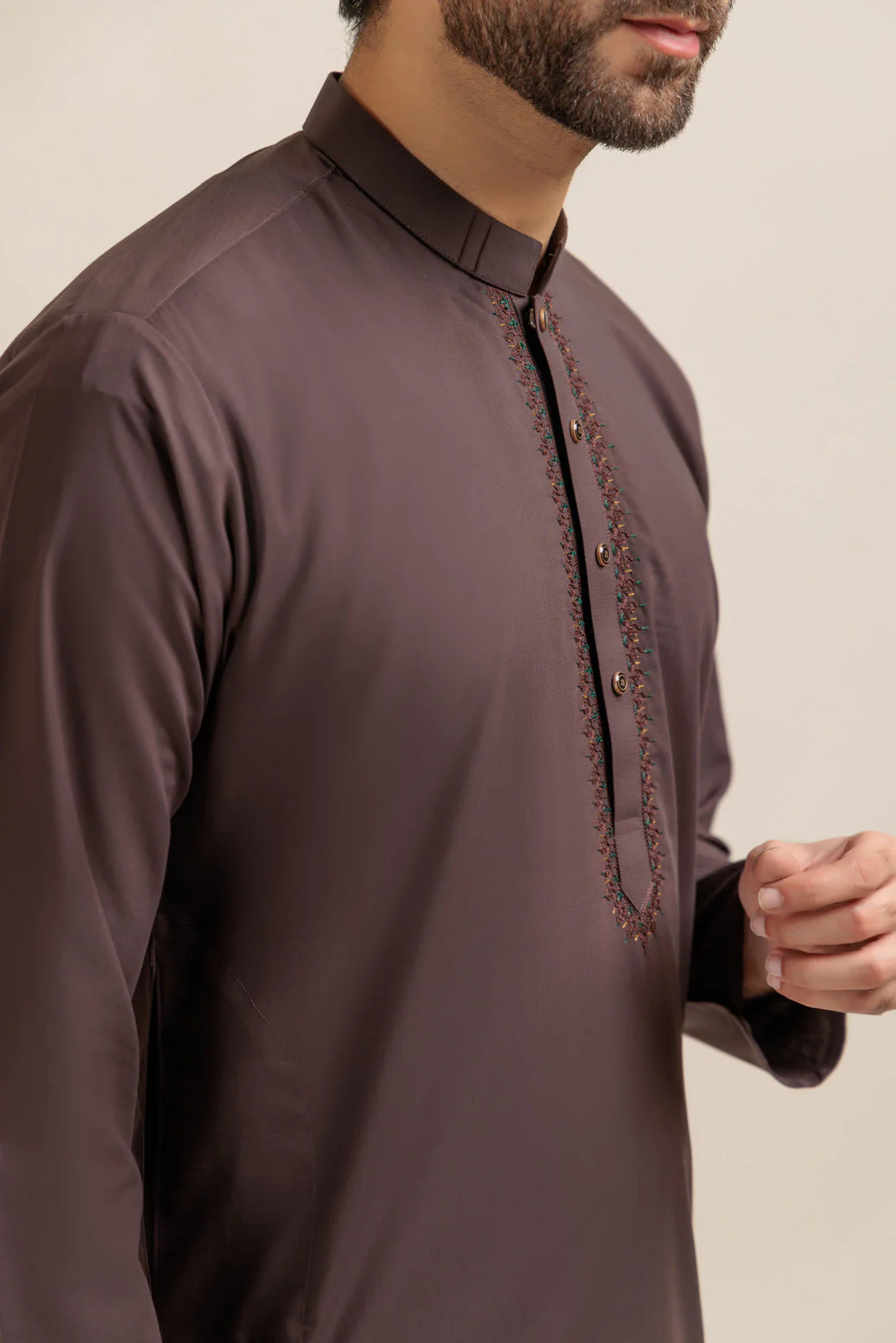 BRICK-BLENDED-KURTA PAJAMA TROUSER - (KSB23-016) - Image 3