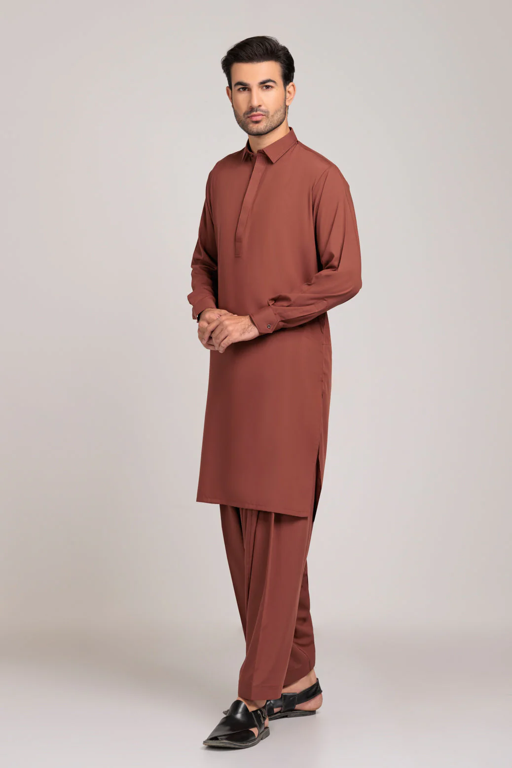 BROWN-BLENDED-KURTA SHALWAR (KSRS23-042) - Image 3