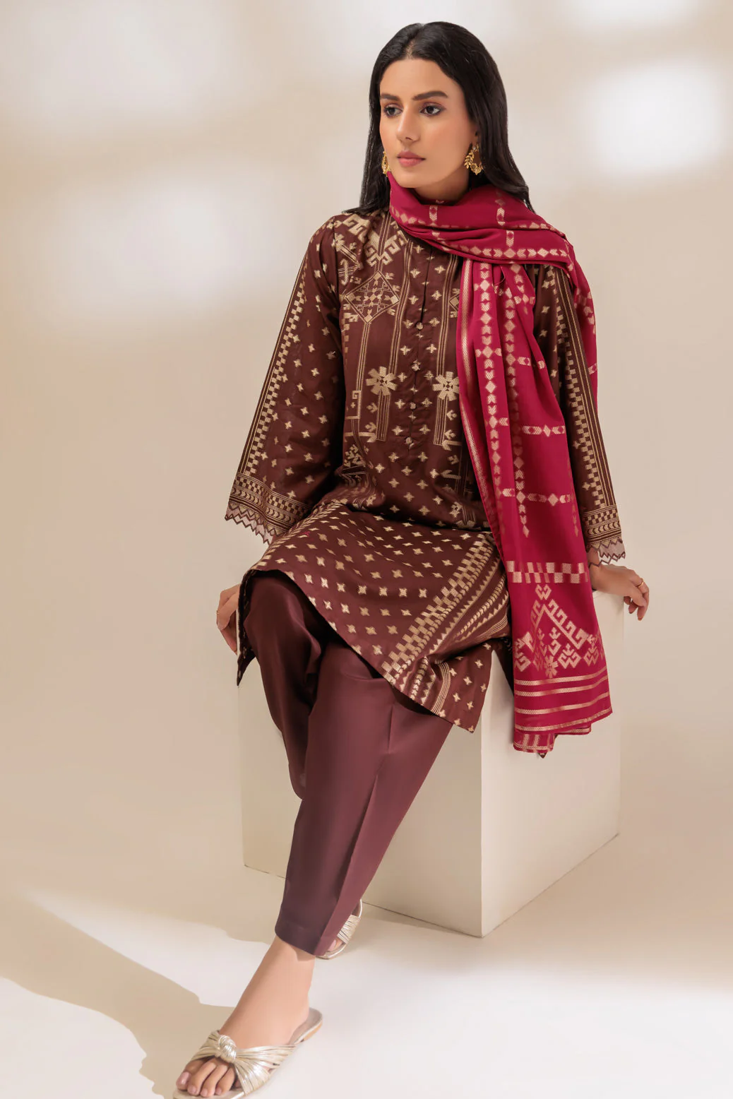 BROWN-JACQUARD-3 PIECE (PWJ1233P05) - Image 2