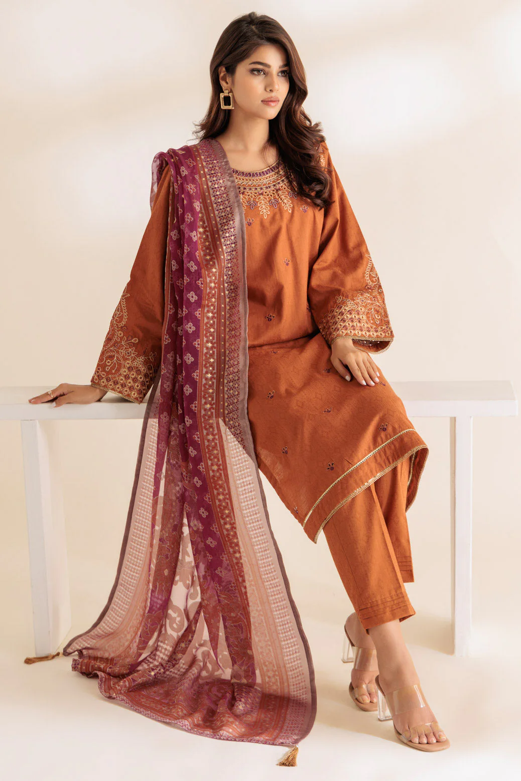 BROWN-JACQUARD-3 PIECE (SS5243P29) - Image 3