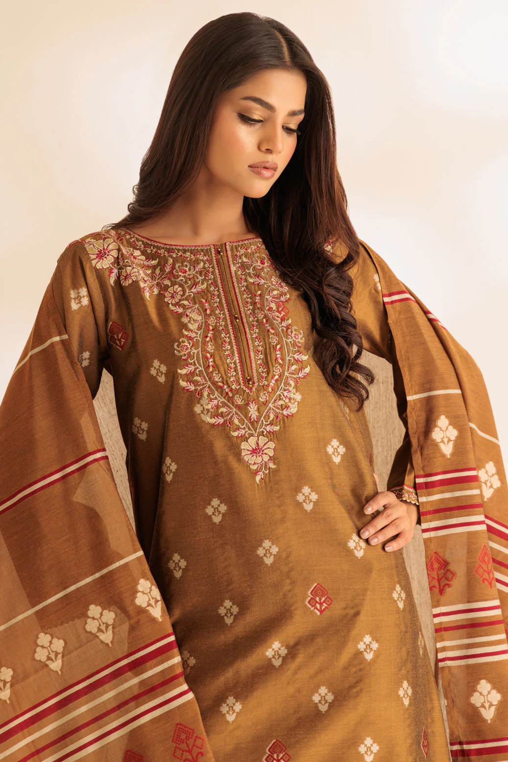 BROWN-JACQUARD-3 PIECE (SS6243P05) - Image 2