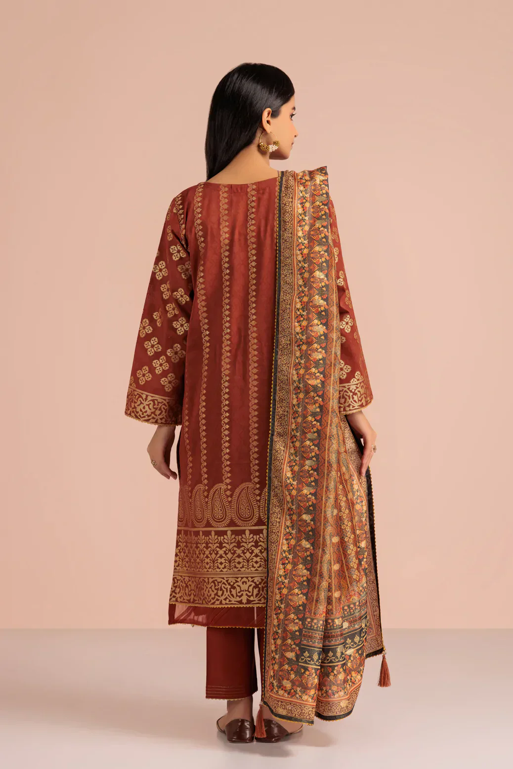 BROWN-JACQUARD-3 PIECE-SUIT (R3S223P04) - Image 5