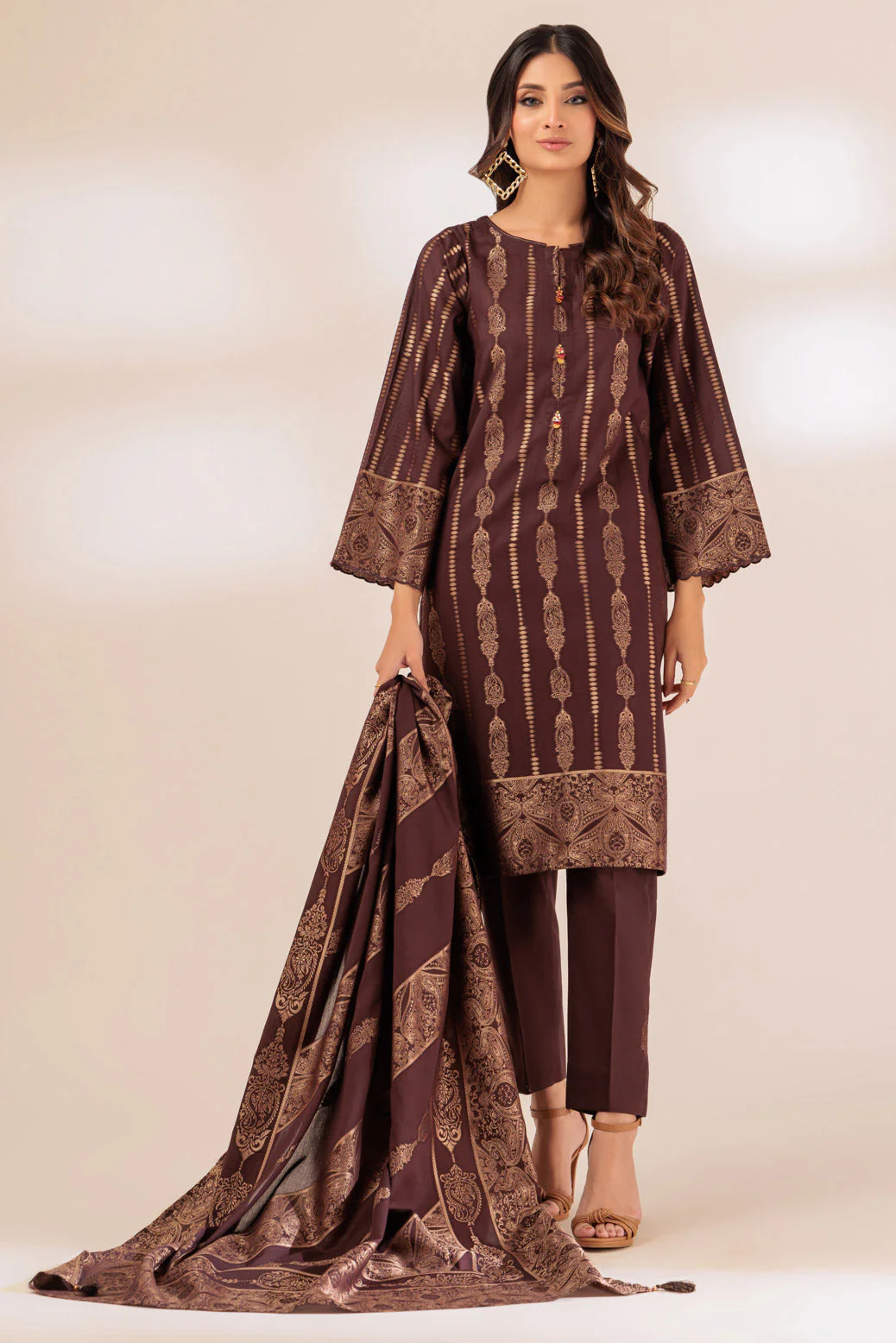 BROWN-JACQUARD-3 PIECE (WJ1233P01) - Image 2