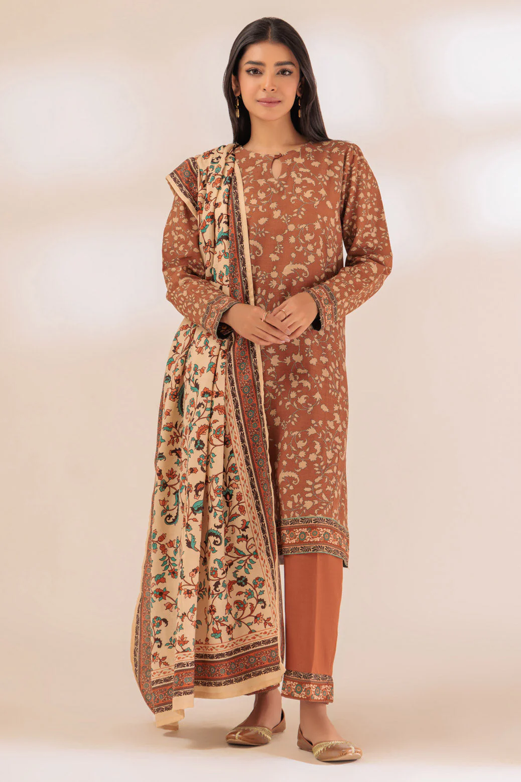 BROWN-KHADDAR-3 PIECE (PWS6233P08) - Image 3