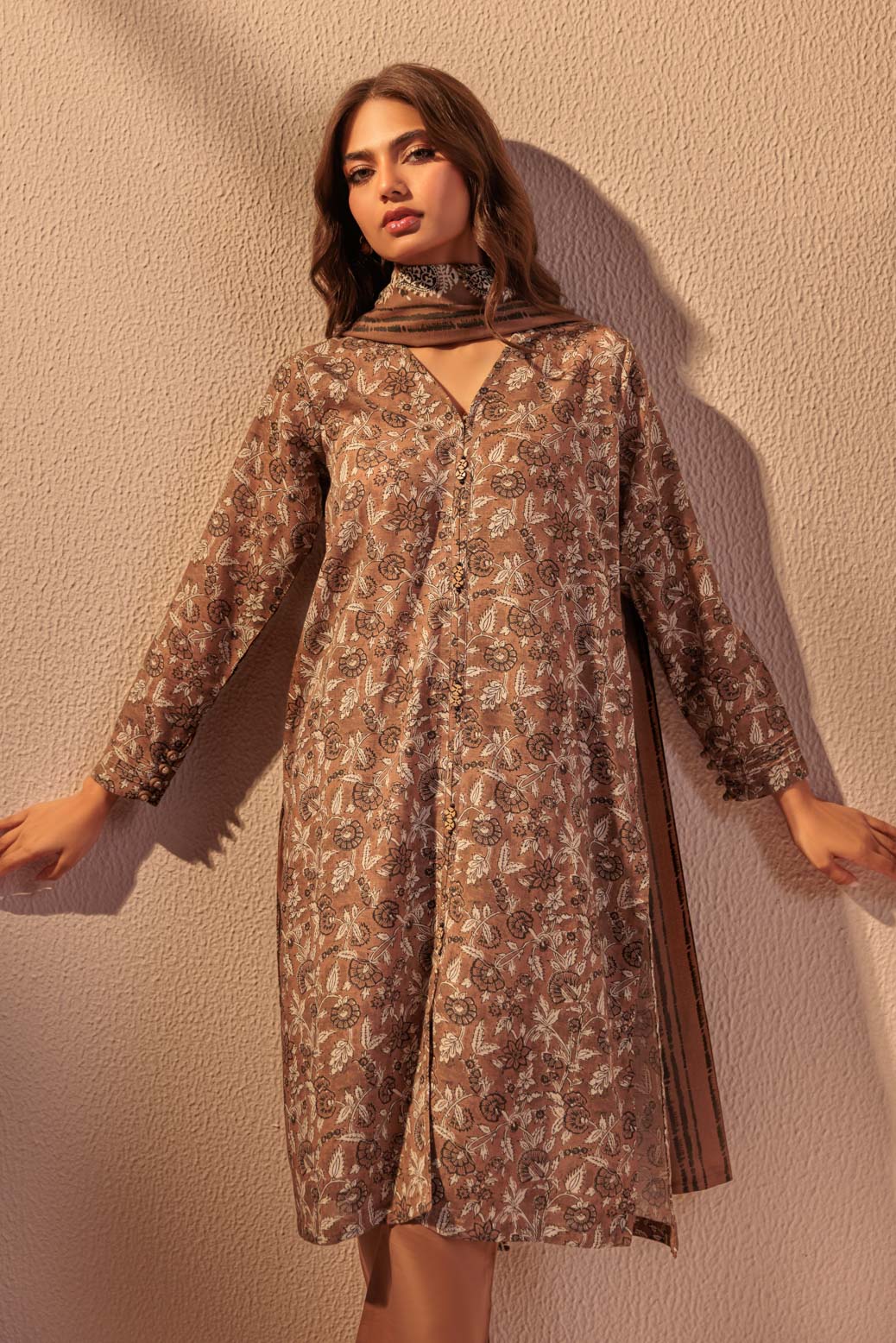 BROWN-KHADDAR-3 PIECE (WS2243P03) - Image 2