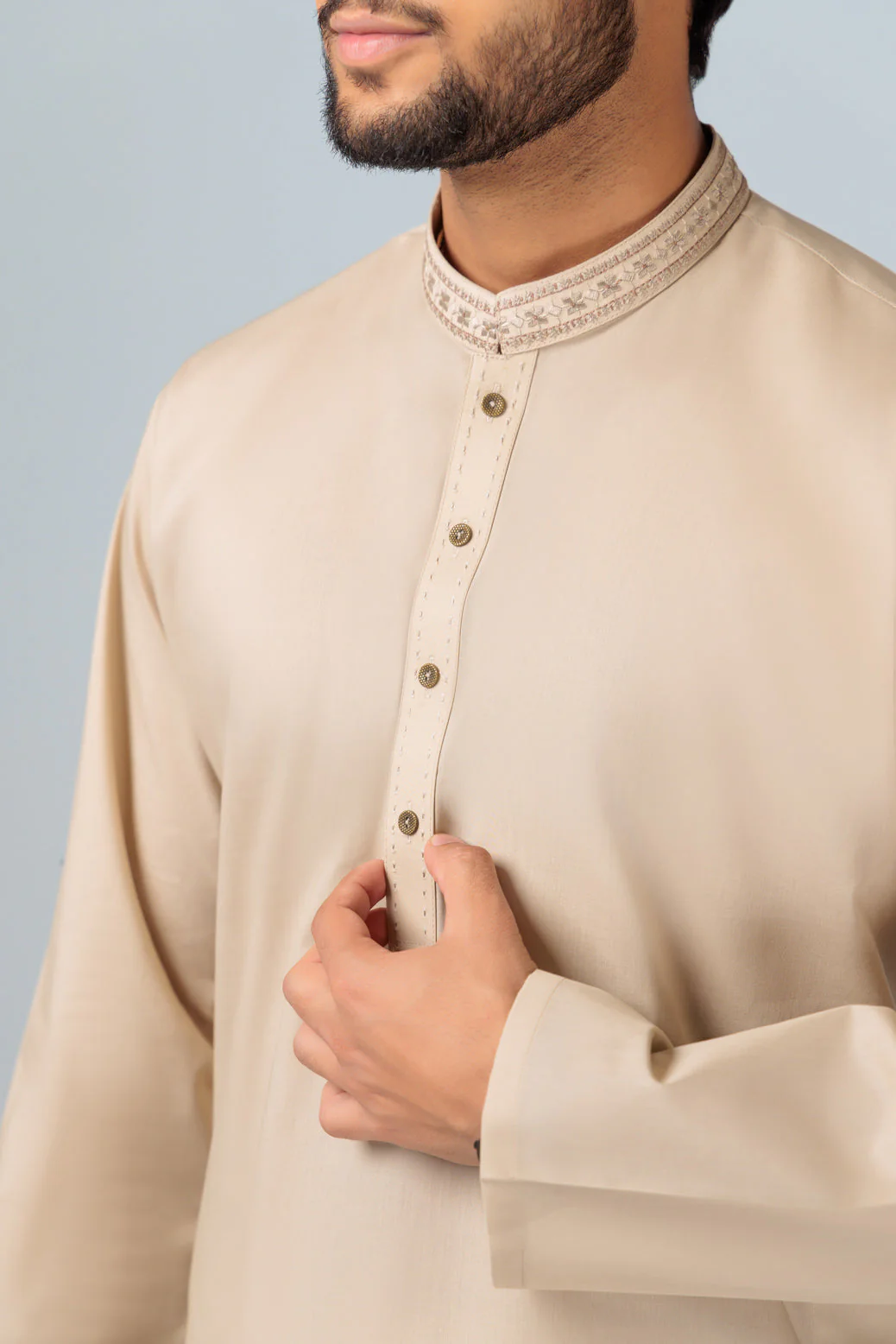 C-BEIGE-COTTON-KURTA SHALWAR (KSRS23-065) - Image 4