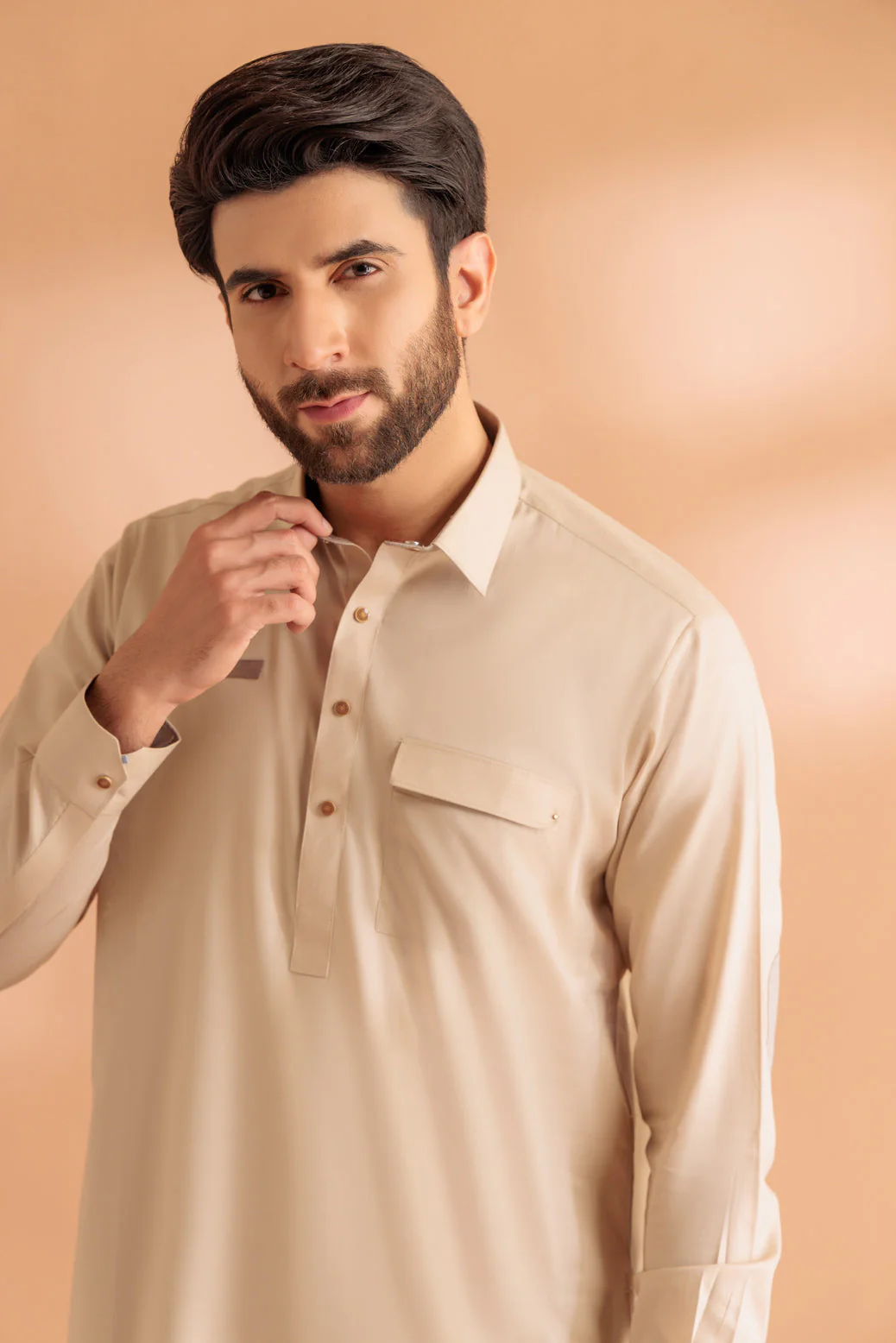 C-BEIGE-COTTON-KURTA TROUSER - (KSS24-040) - Image 3