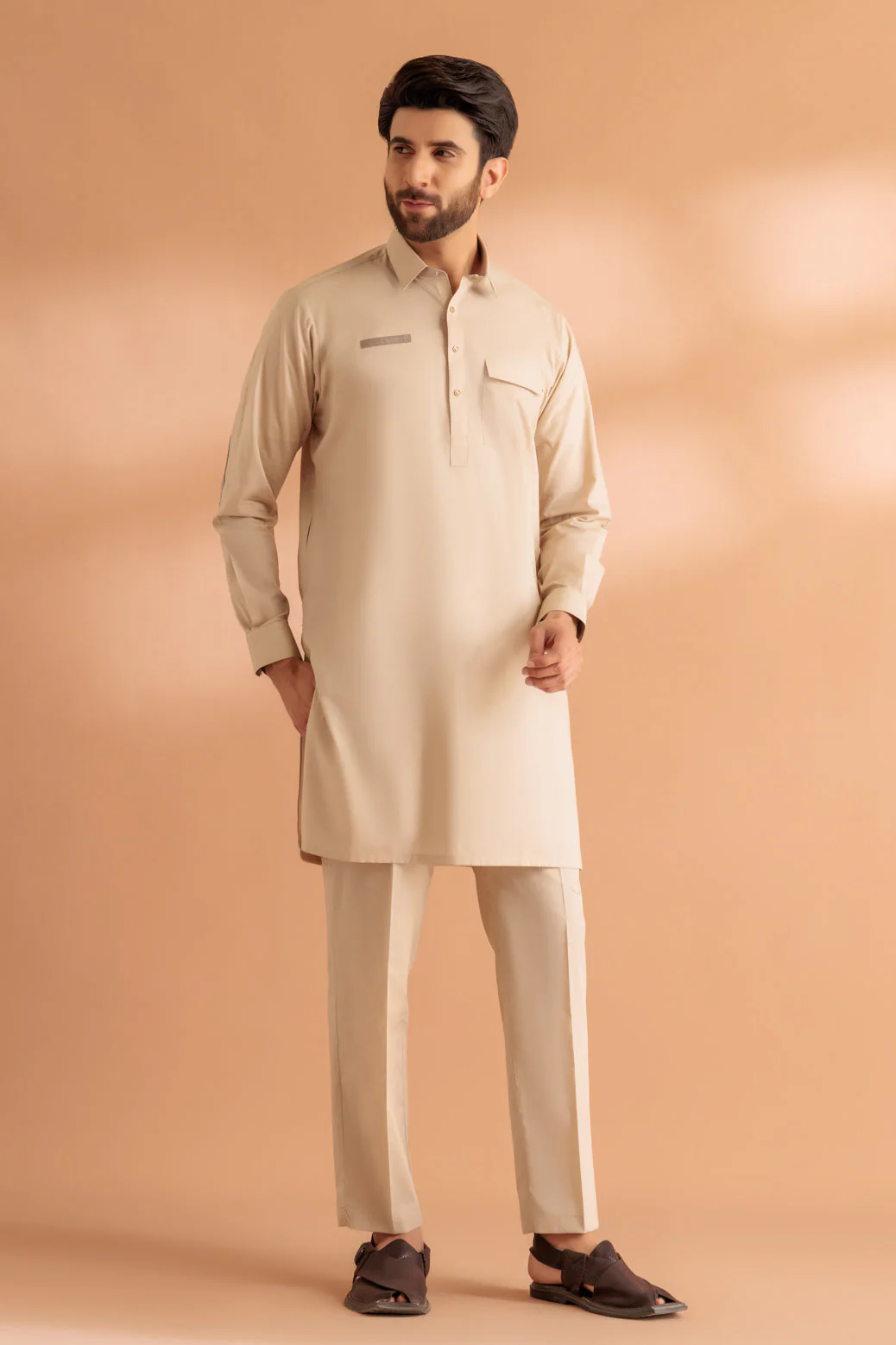C-BEIGE-COTTON-KURTA TROUSER - (KSS24-040) - Image 4