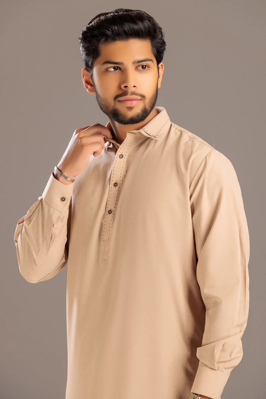 CAMEL-BLENDED-KURTA SHALWAR- (KSRS23-089) - Image 2