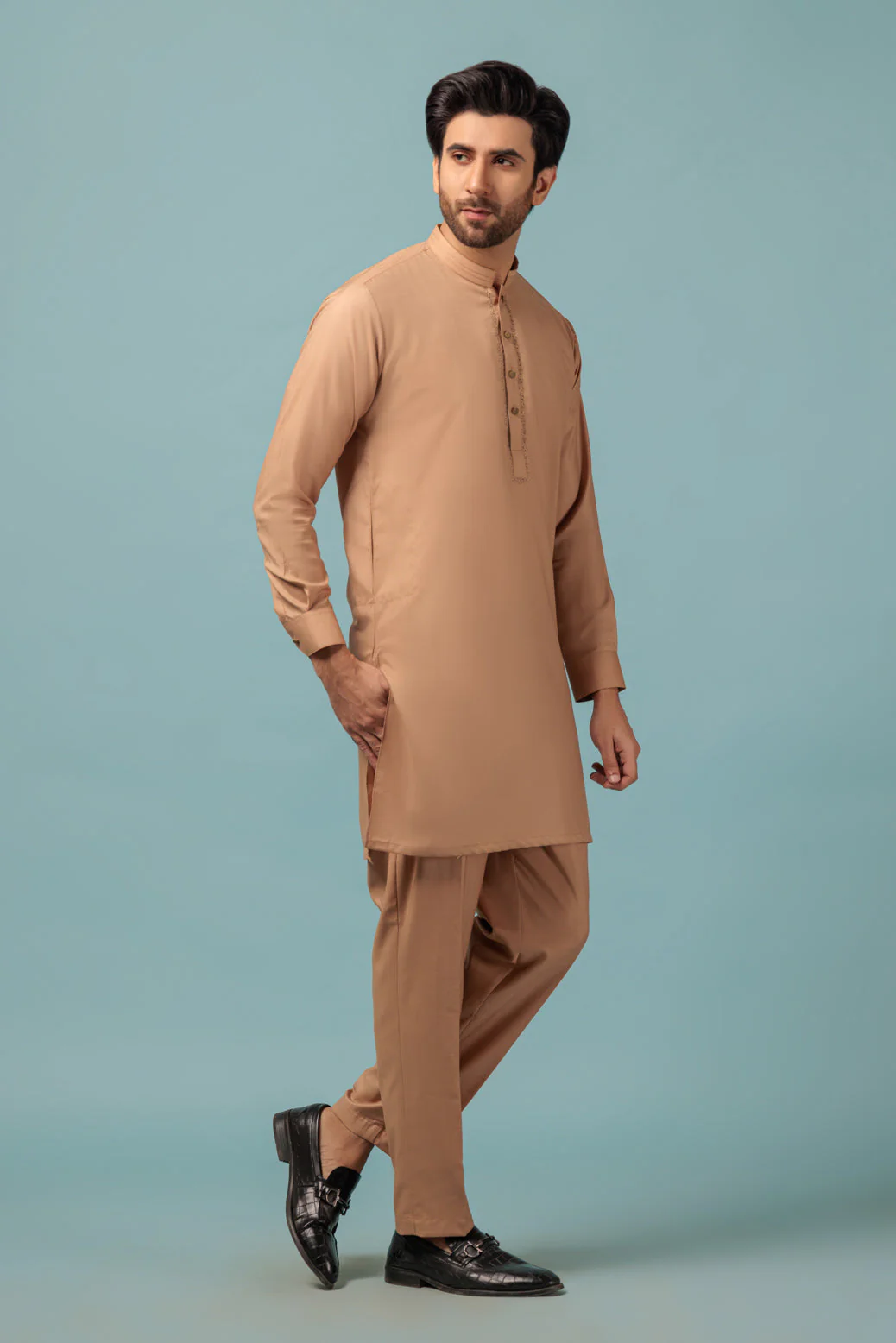 CHAI TEA-BLENDED-KURTA PAJAMA TROUSER - (KSW23-012) - Image 3