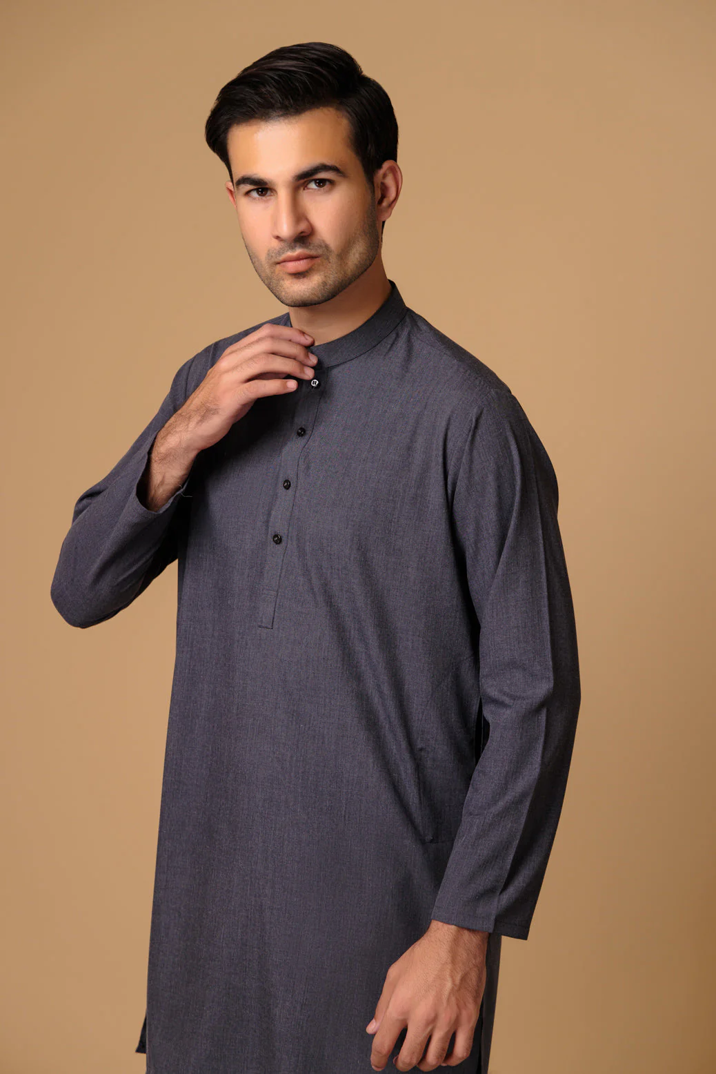 CHARCOAL-BLENDED-KURTA PAJAMA TROUSER (KSS23-030) - Image 2