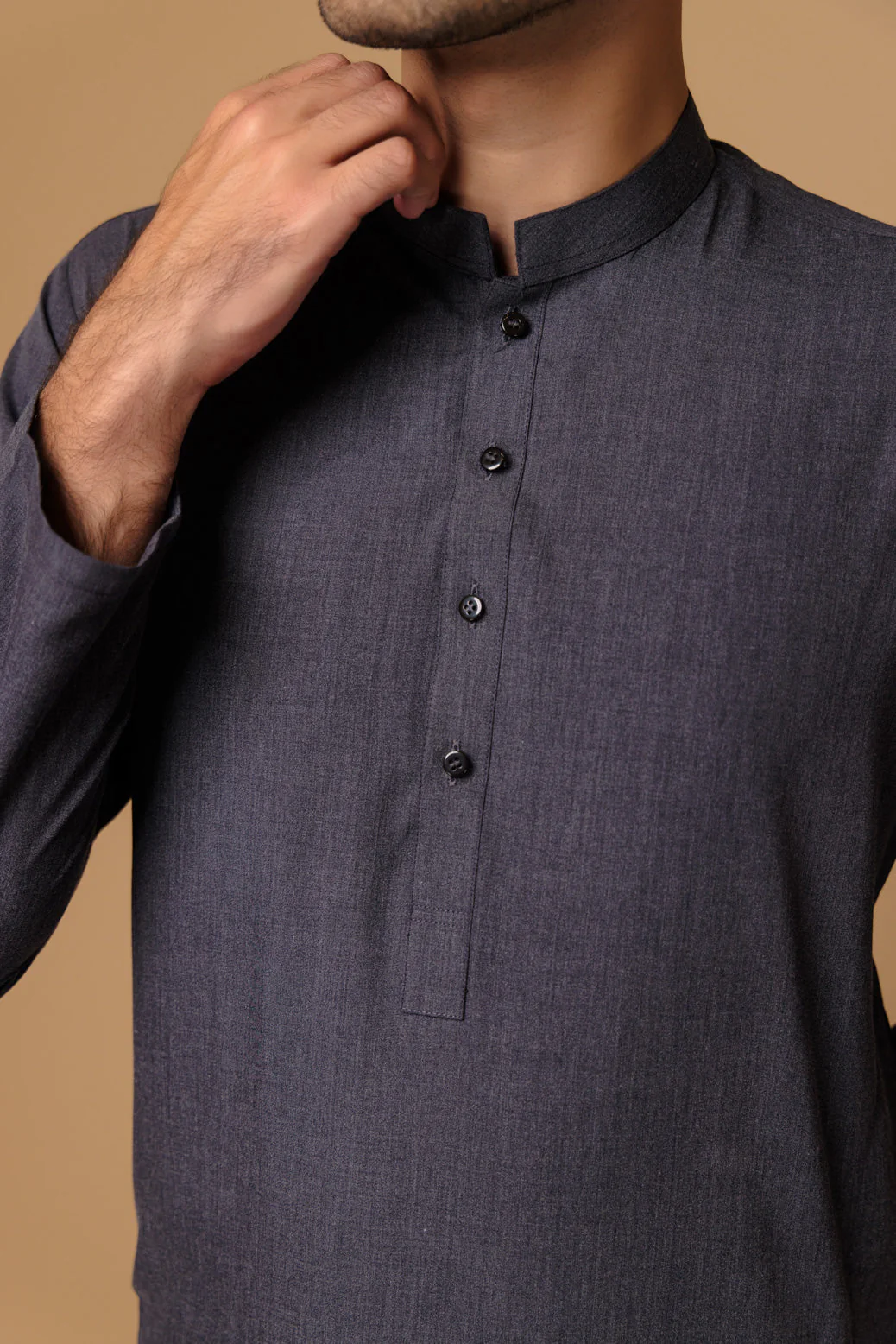 CHARCOAL-BLENDED-KURTA PAJAMA TROUSER (KSS23-030) - Image 4