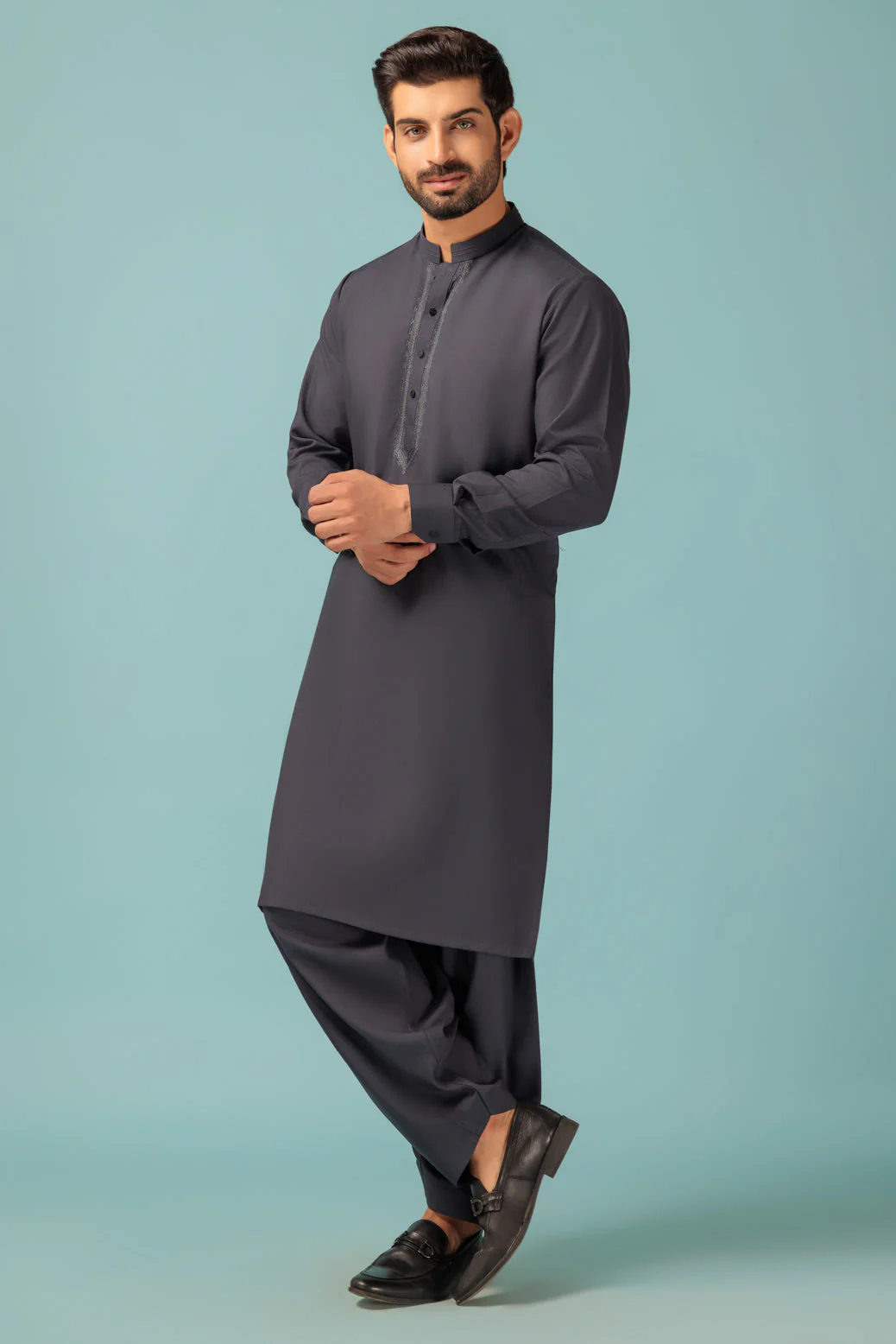 CHARCOAL-BLENDED-KURTA SHALWAR - (KSRW23-033) - Image 3
