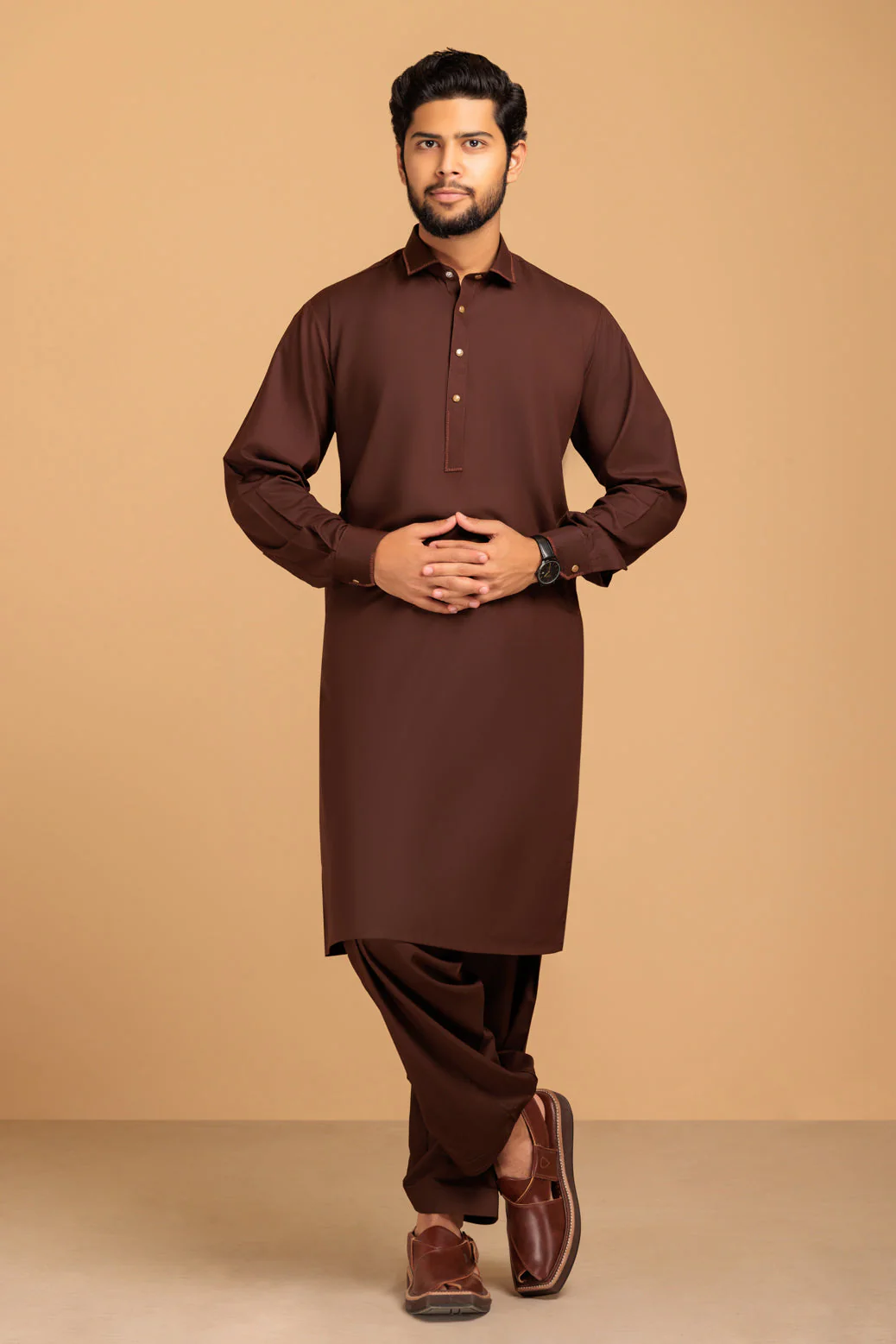 CHOCLAT-BLENDED-KURTA SHALWAR- (KSRS23-079) - Image 3