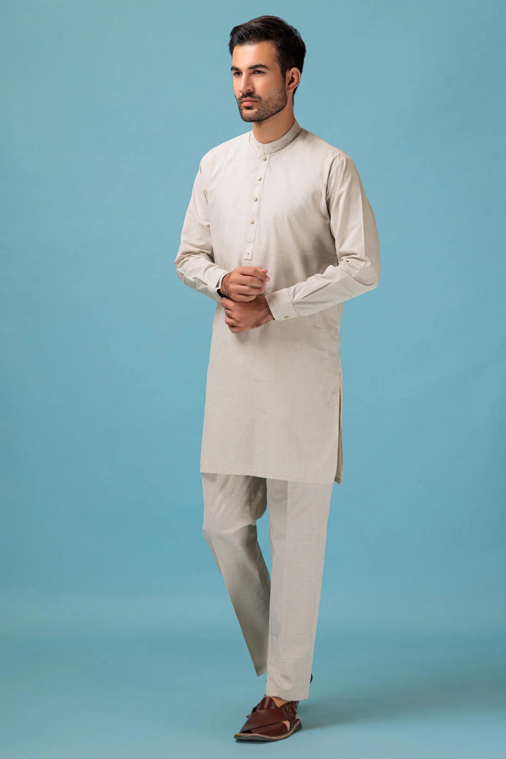 CLAY-BLENDED-KURTA PAJAMA TROUSER - (KSB23-003) - Image 4