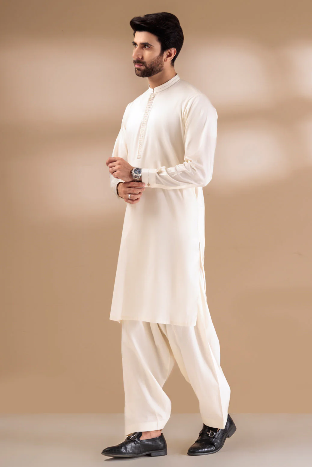 CREAM-BLENDED-KURTA SHALWAR - (KSRR24-023) - Image 3