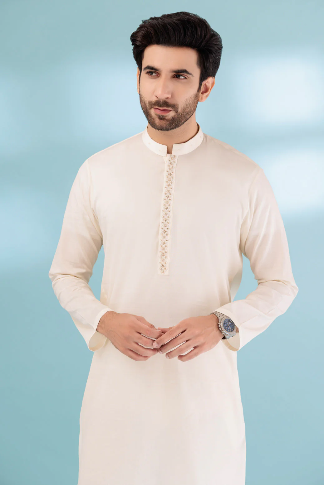 CREAM-COTTON-KURTA PAJAMA TROUSER - (KSB23-017) - Image 2