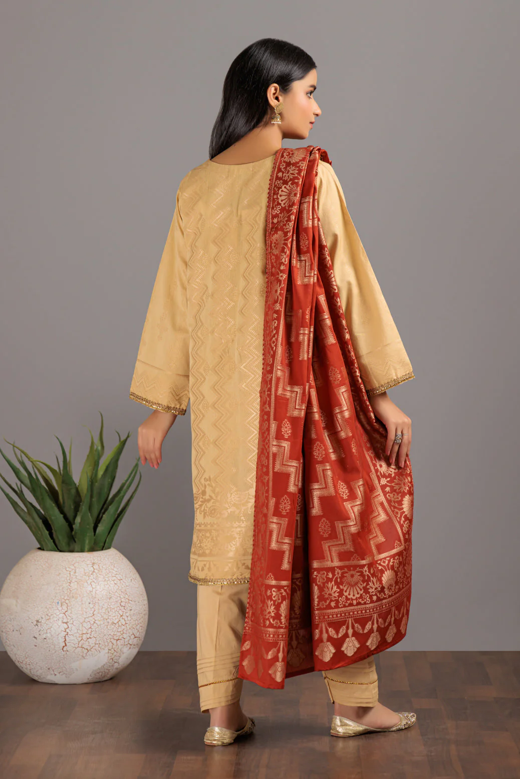 CREAM-JACQUARD-3 PIECE (JHS233P04) - Image 5