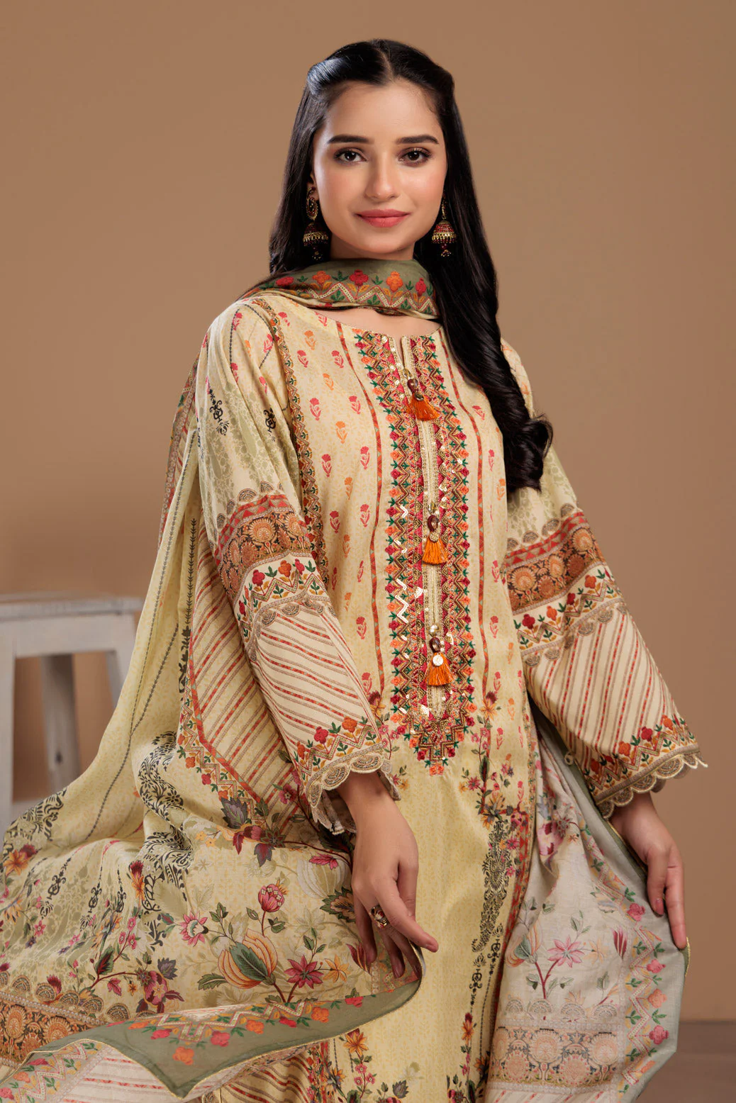 CREAM-LAWN-3 PIECE (SSS233P58) - Image 3