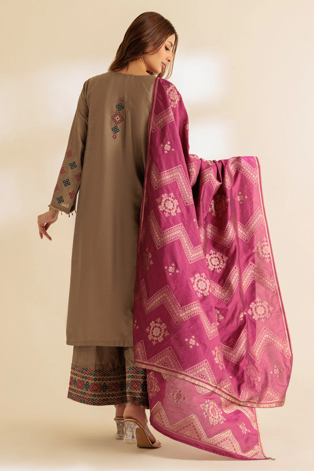 D-BEIGE-RAW SILK-3 PIECE (SS6243P14) - Image 4